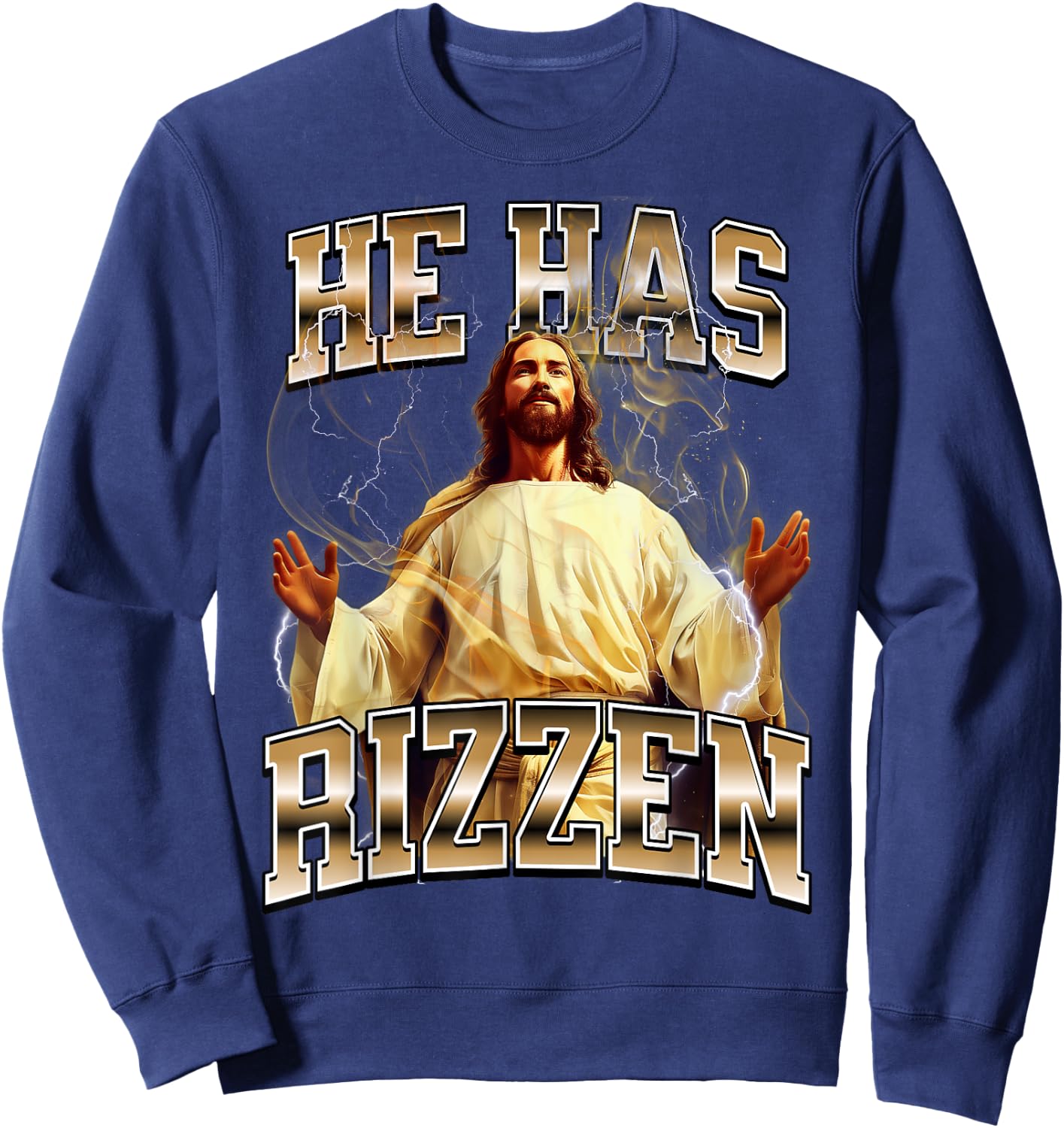 He Has Rizzen Jesus Sweatshirt - Sweatshirt | Navy
