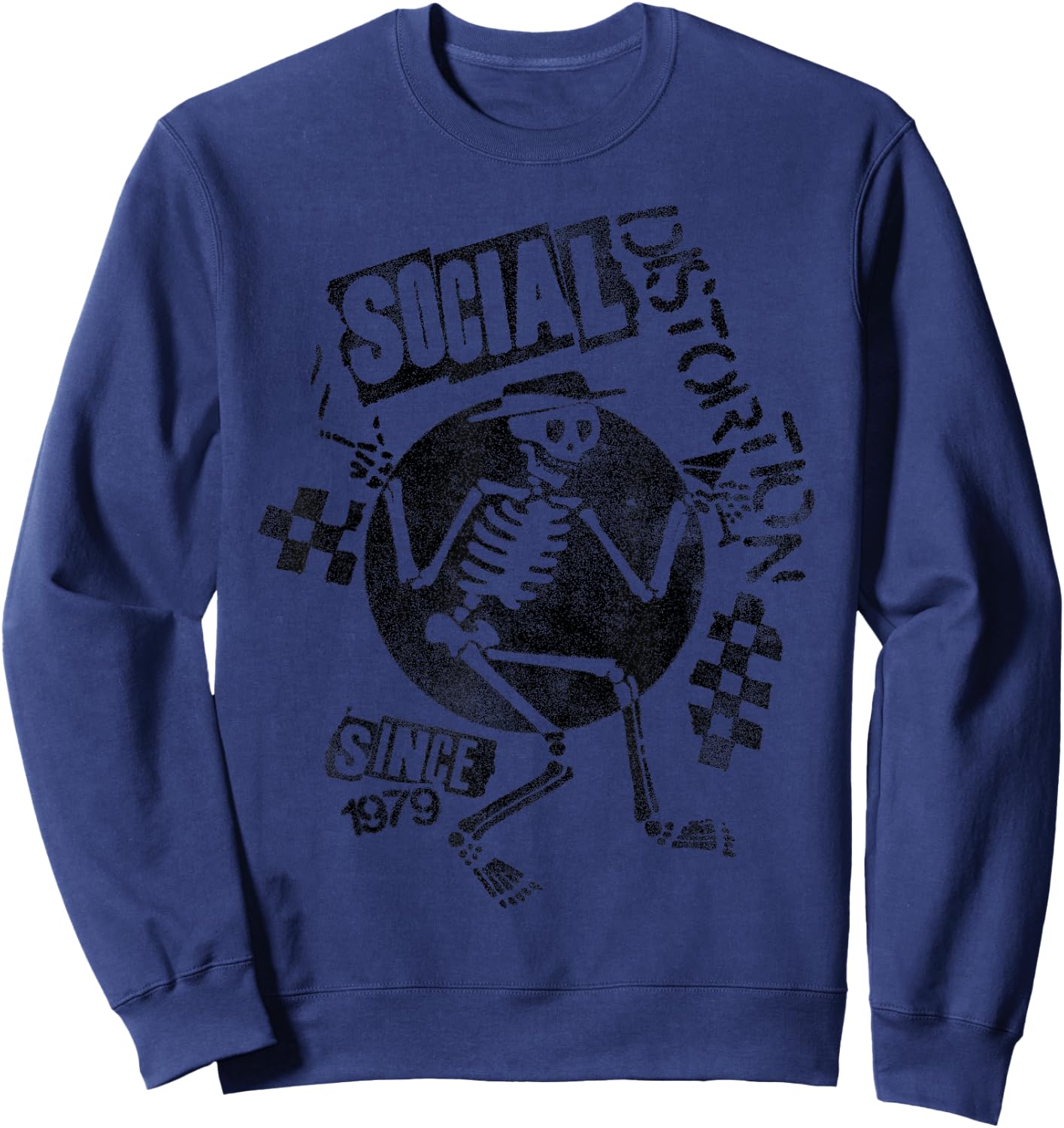 Official Social Distortion Black Spray Skelly Sweatshirt - Sweatshirt | Navy