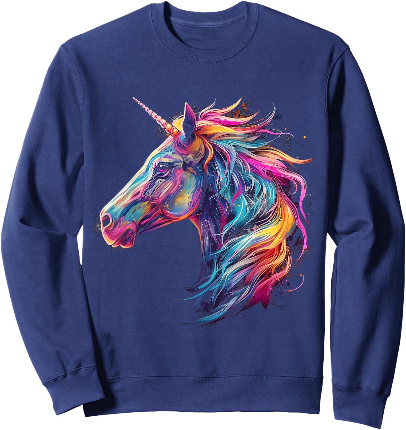 Unicorn Rainbow Animal Graphic Illustration Unicorn Sweatshirt - Sweatshirt | Navy