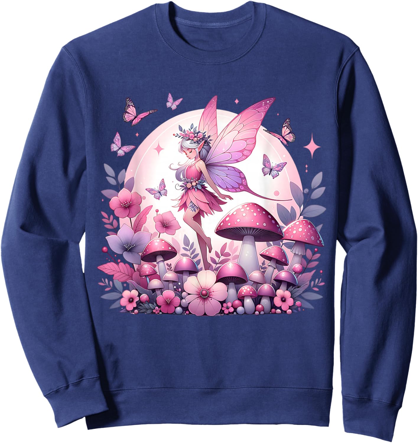 Enchanted Forest Fantasy Fairy Mystical Butterfly & Floral Sweatshirt - Sweatshirt | Navy