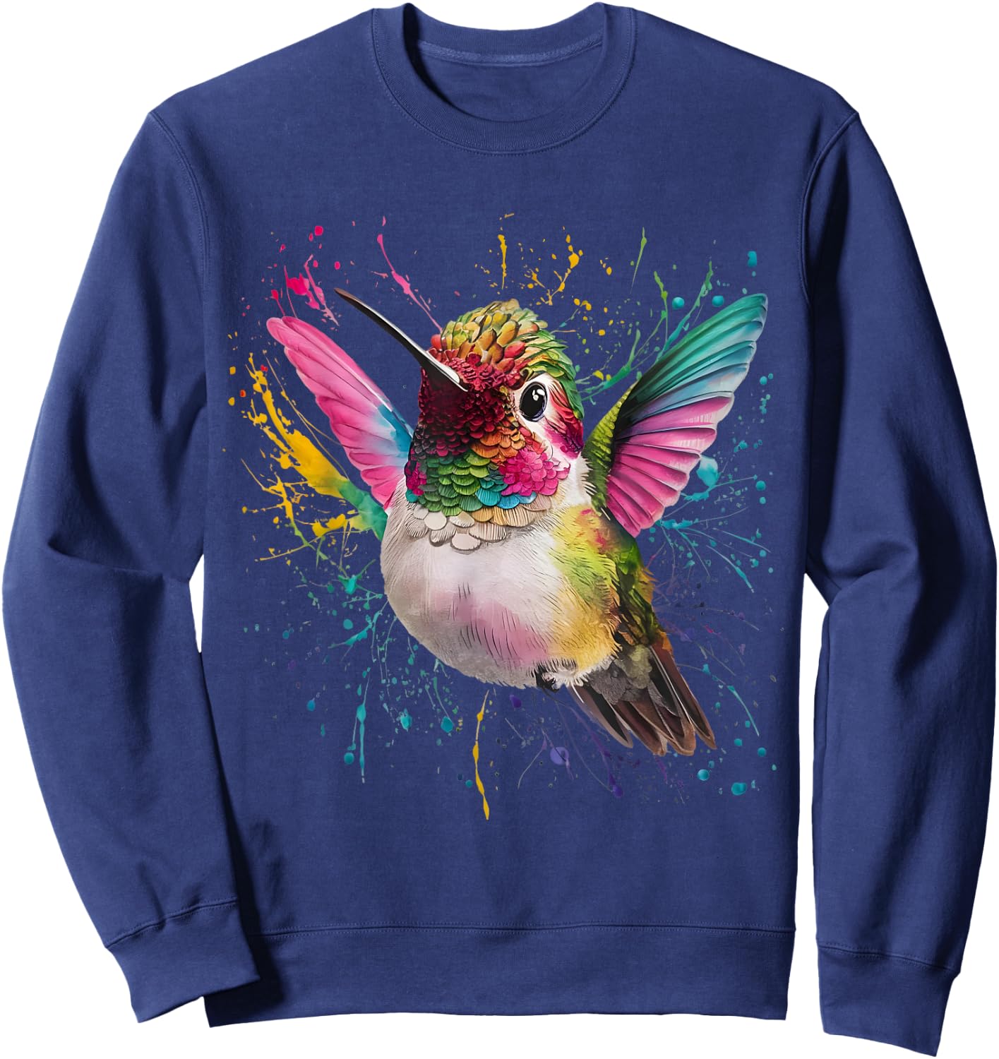 Hummingbird Men Woman Colorful Watercolor Hummingbird Sweatshirt - Sweatshirt | Navy