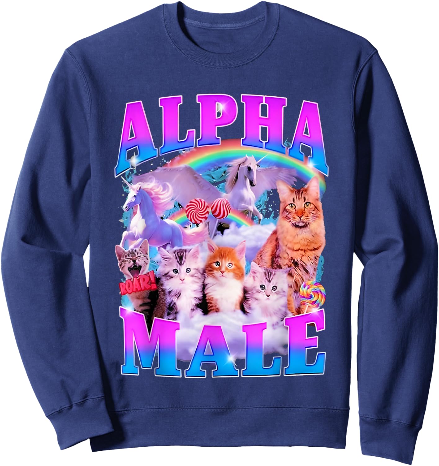 Cat And Unicorn Alpha Male Sweatshirt - Sweatshirt | Navy