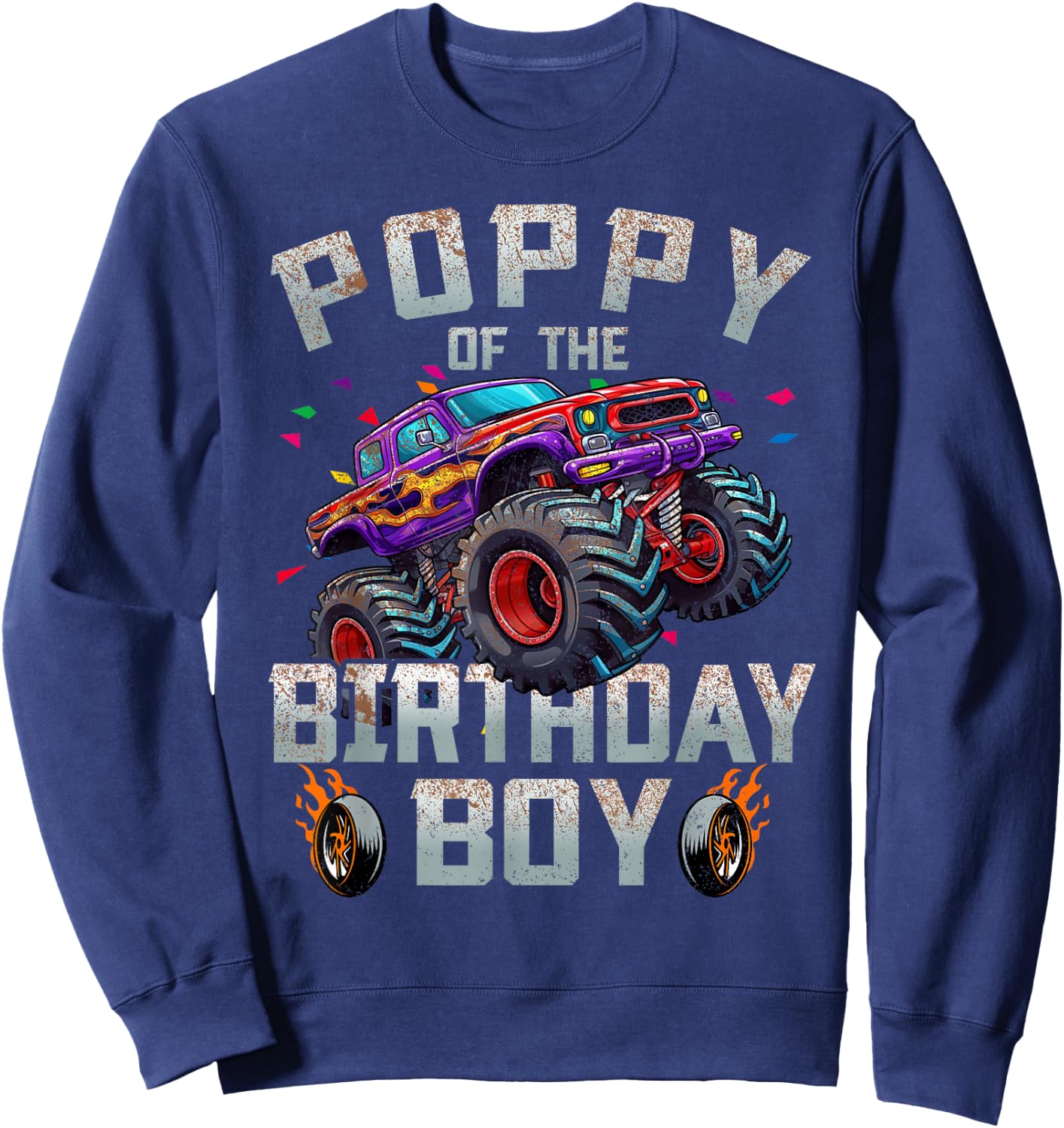 Poppy Of The Birthday Boy Monster Truck Family Sweatshirt - Sweatshirt | Navy
