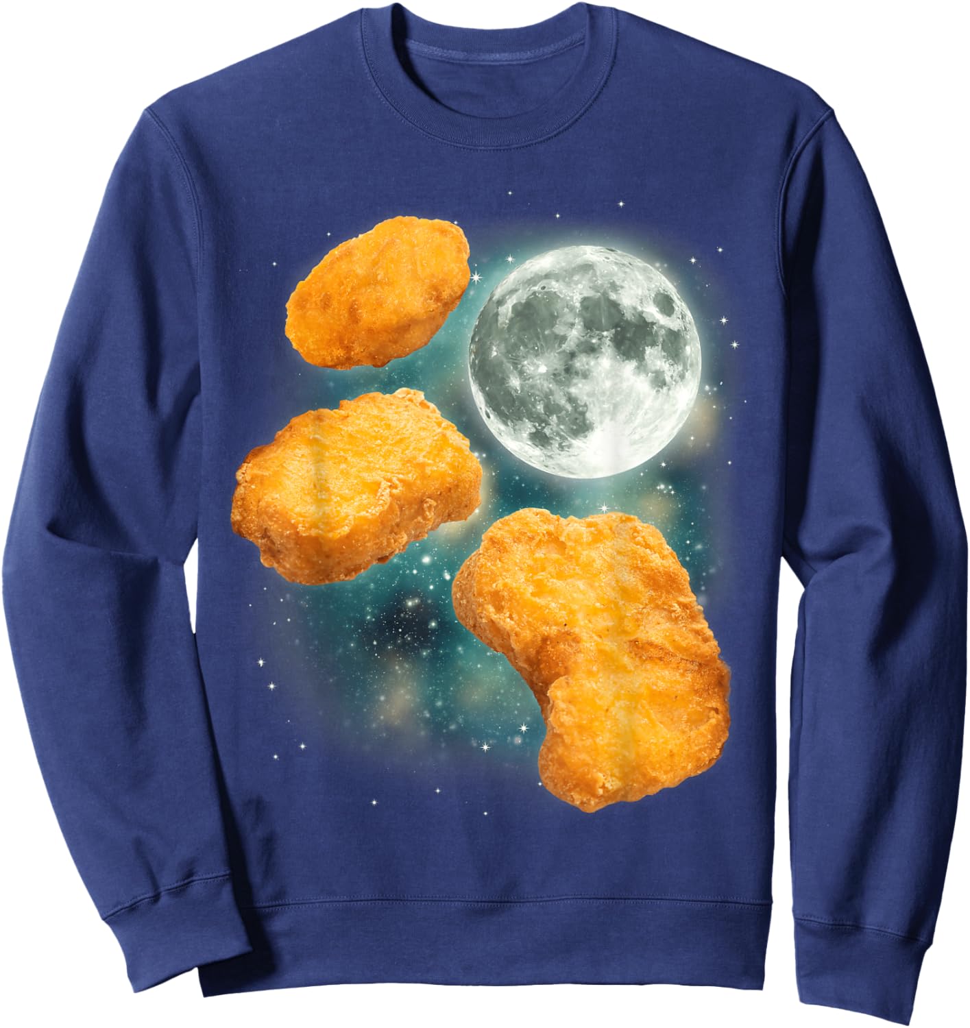 Three Chicken Nuggets Howl at the Moon Funny Parody Tendies Sweatshirt - Sweatshirt | Navy