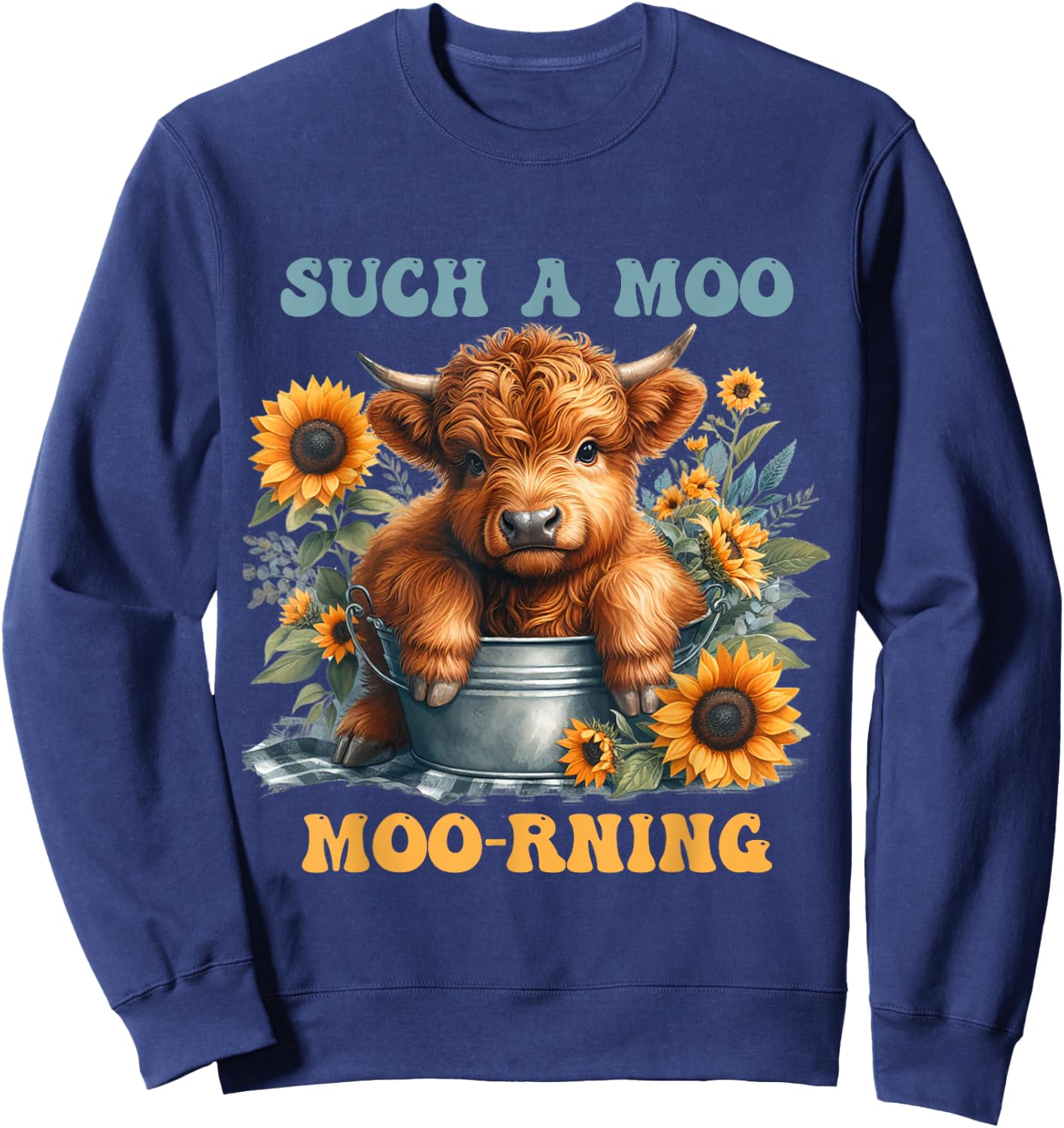 Cute Scottish Highland Cow Heifer Farm Animal Girl Women Sweatshirt - Sweatshirt | Navy