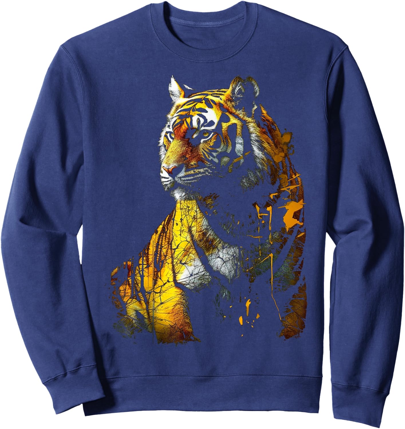Tiger Artwork - Animal Art Zoo Tiger Sweatshirt - Sweatshirt | Navy