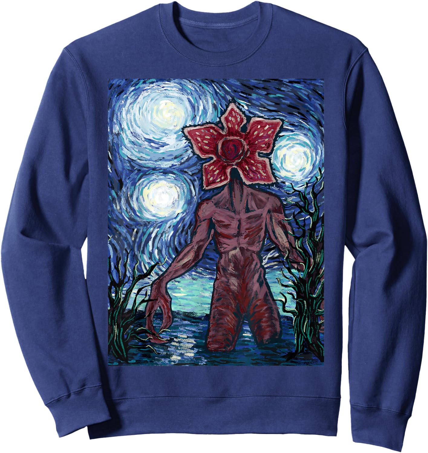 Netflix Stranger Things Demogorgon Starry Night Style Poster Sweatshirt - Sweatshirt | Navy