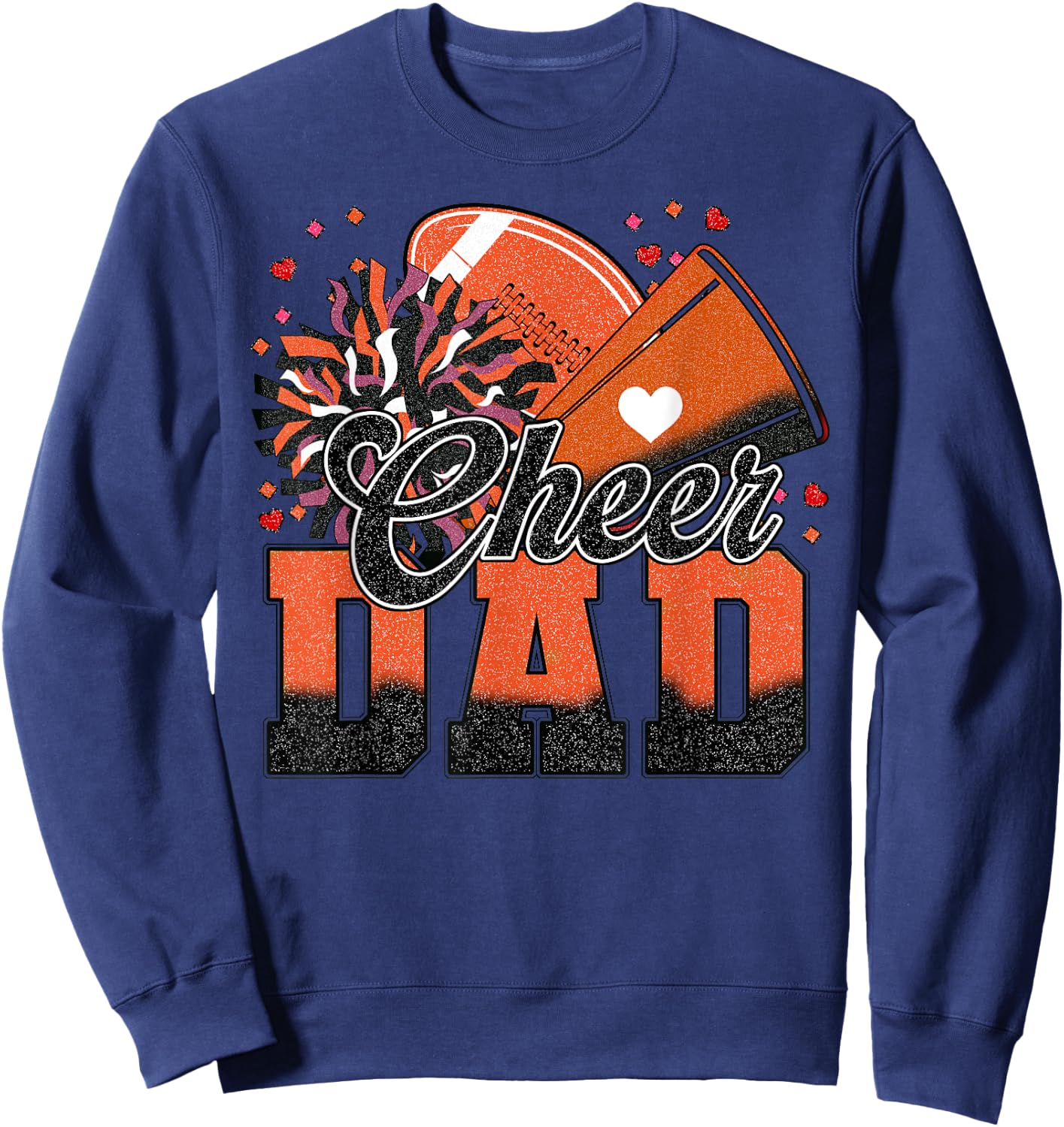 Orange Football Cheer Dad Men Vintage Cheerleader Sweatshirt - Sweatshirt | Navy