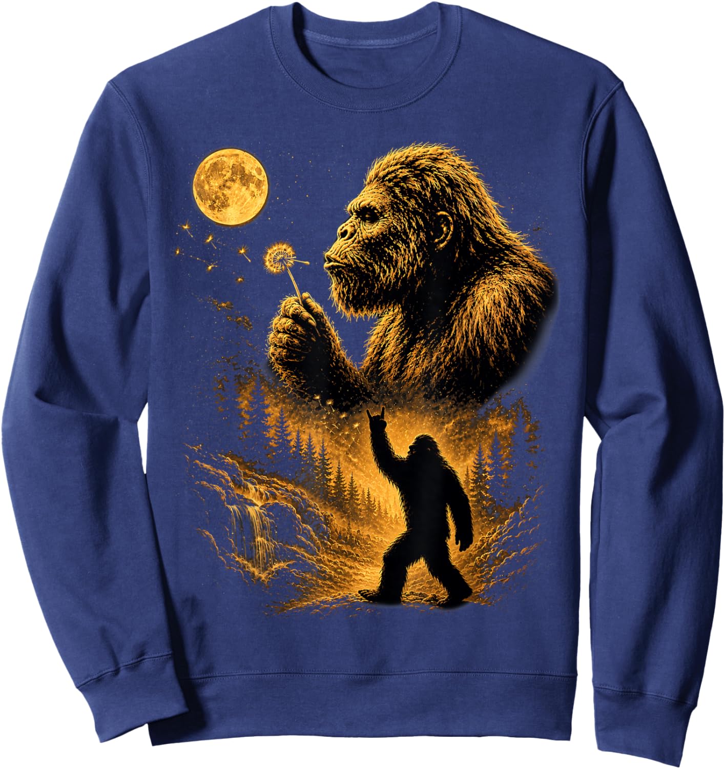 Vintage Bigfoot Sasquatch Cryptid Blowing Wishes Gifts Sweatshirt - Sweatshirt | Navy