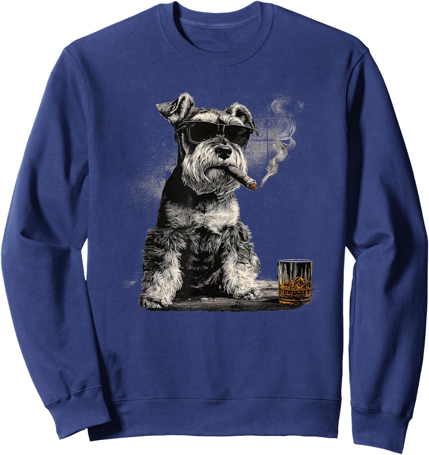 Schnauzer Dad Dog Sunglasses Father's Day Family Sweatshirt - Sweatshirt | Navy