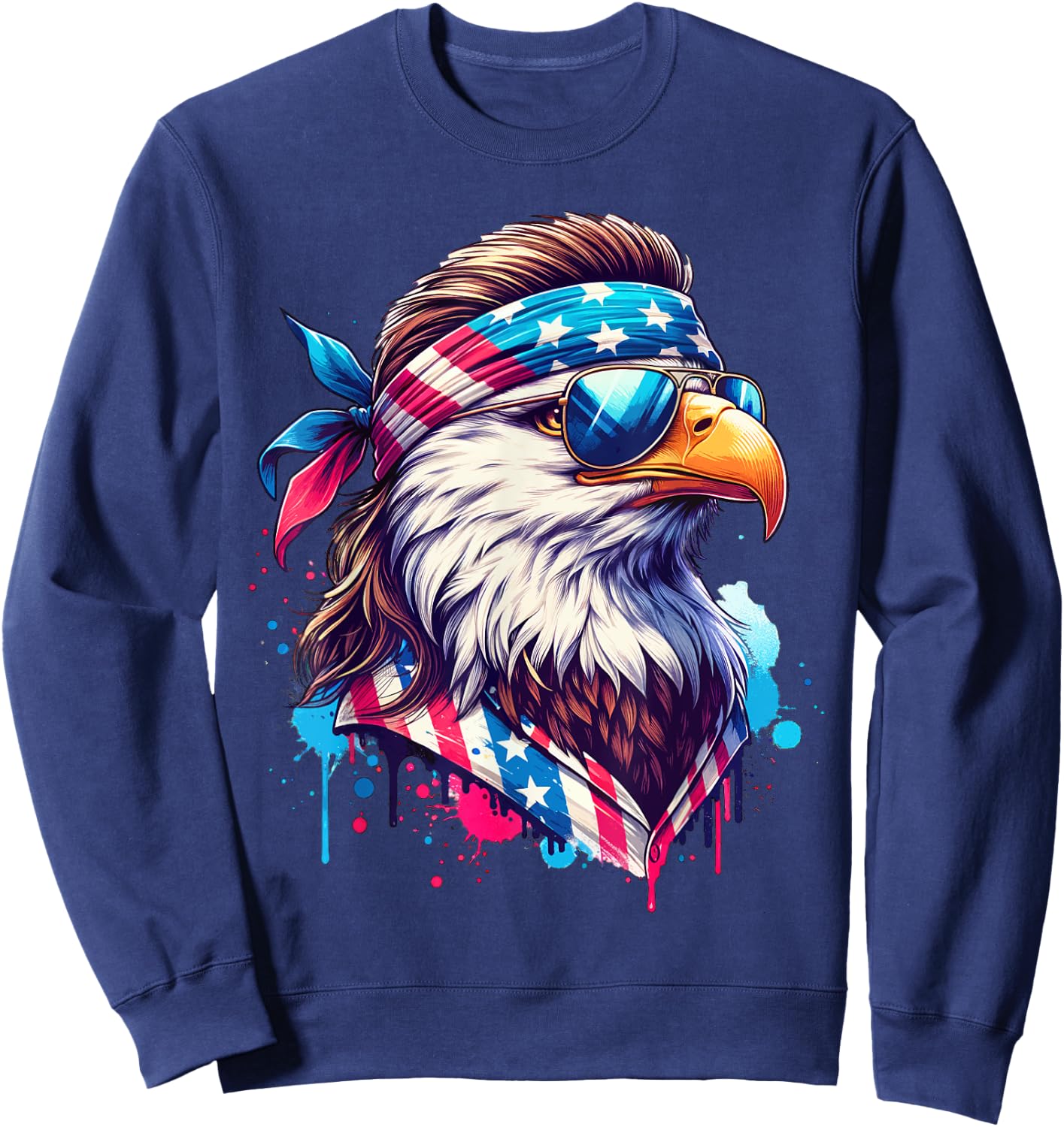 4th of July Patriotic Funny Eagle July 4th USA Murica Sweatshirt - Sweatshirt | Navy