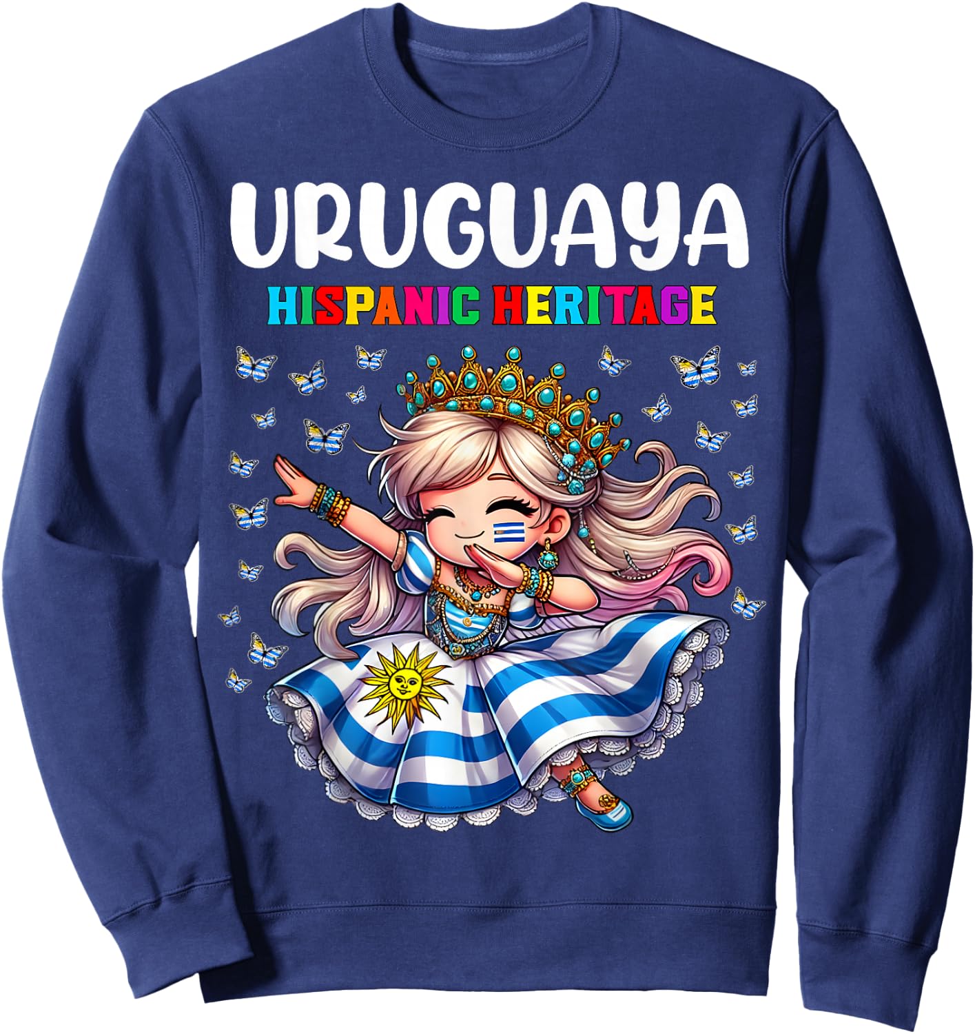 Uruguay Hispanic Heritage Month Celebration girls kids Sweatshirt - Sweatshirt | Navy