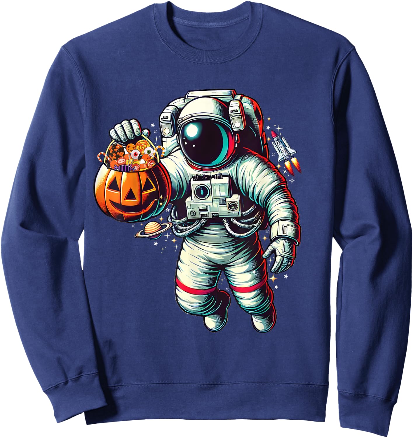 Space Astronaut Celebrating Halloween Kids Boys Toddlers Sweatshirt - Sweatshirt | Navy