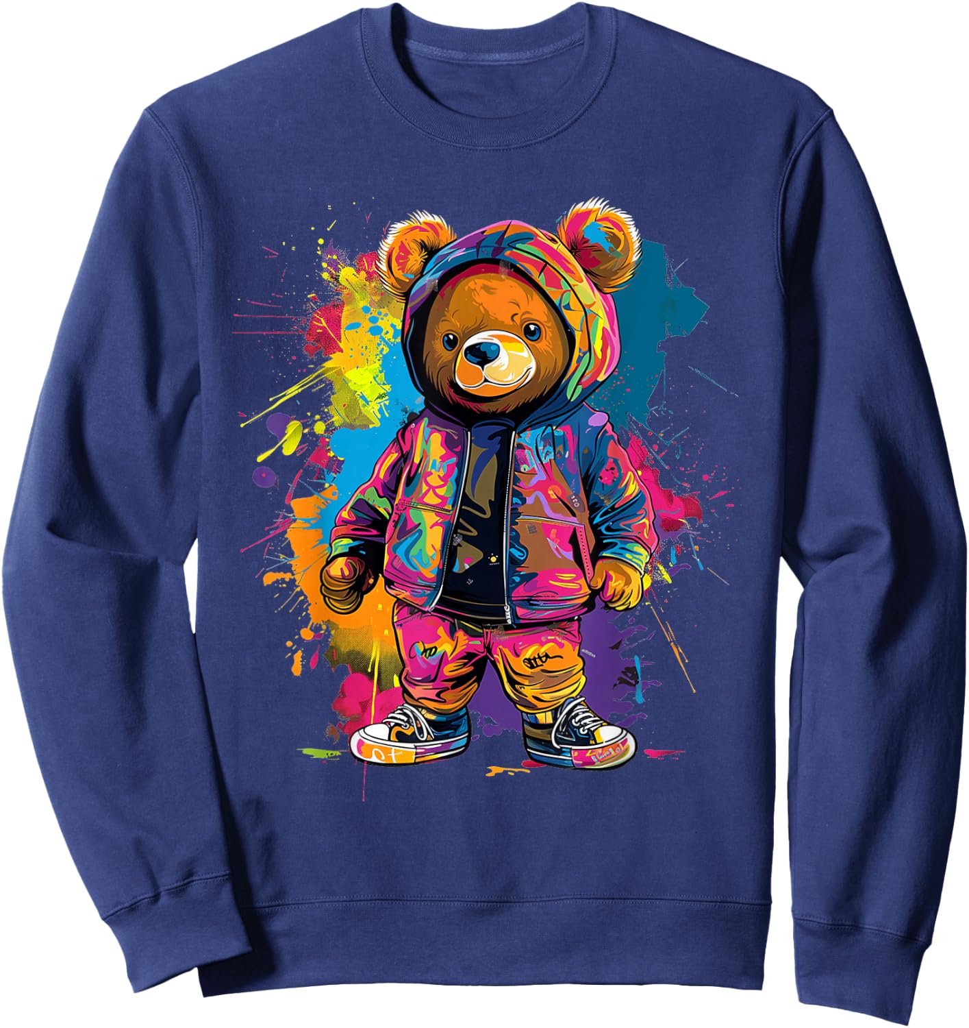 Colorful Teddy Bear Men Women Kids Sweatshirt - Sweatshirt | Navy