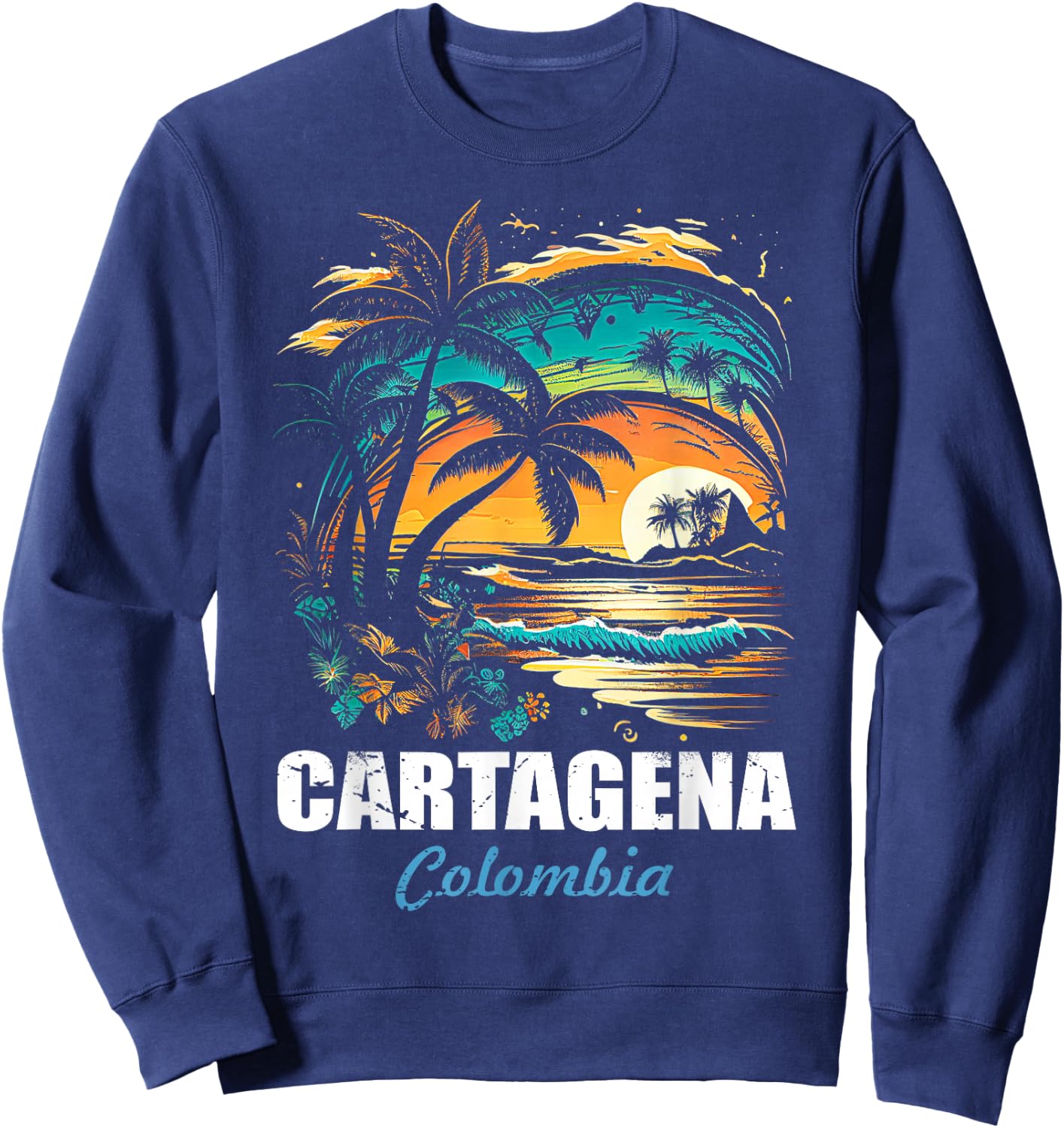 Retro Cartagena Colombia Sunset Vintage Vacation Souvenir Sweatshirt - Sweatshirt | Navy