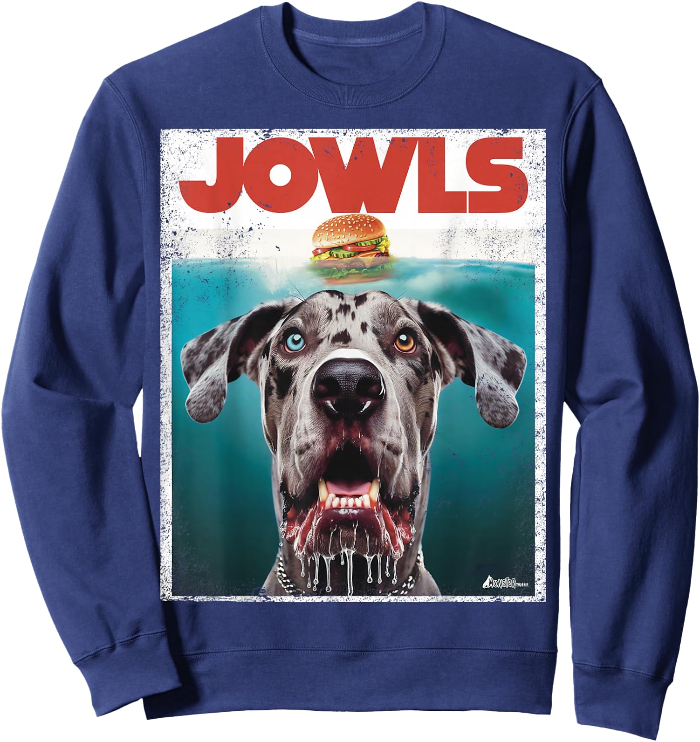 Merle Great Dane Jowls, Paws Top, Blue Eye Brown Dog Mom Dad Women Girls Kids Sweatshirt - Sweatshirt | Navy