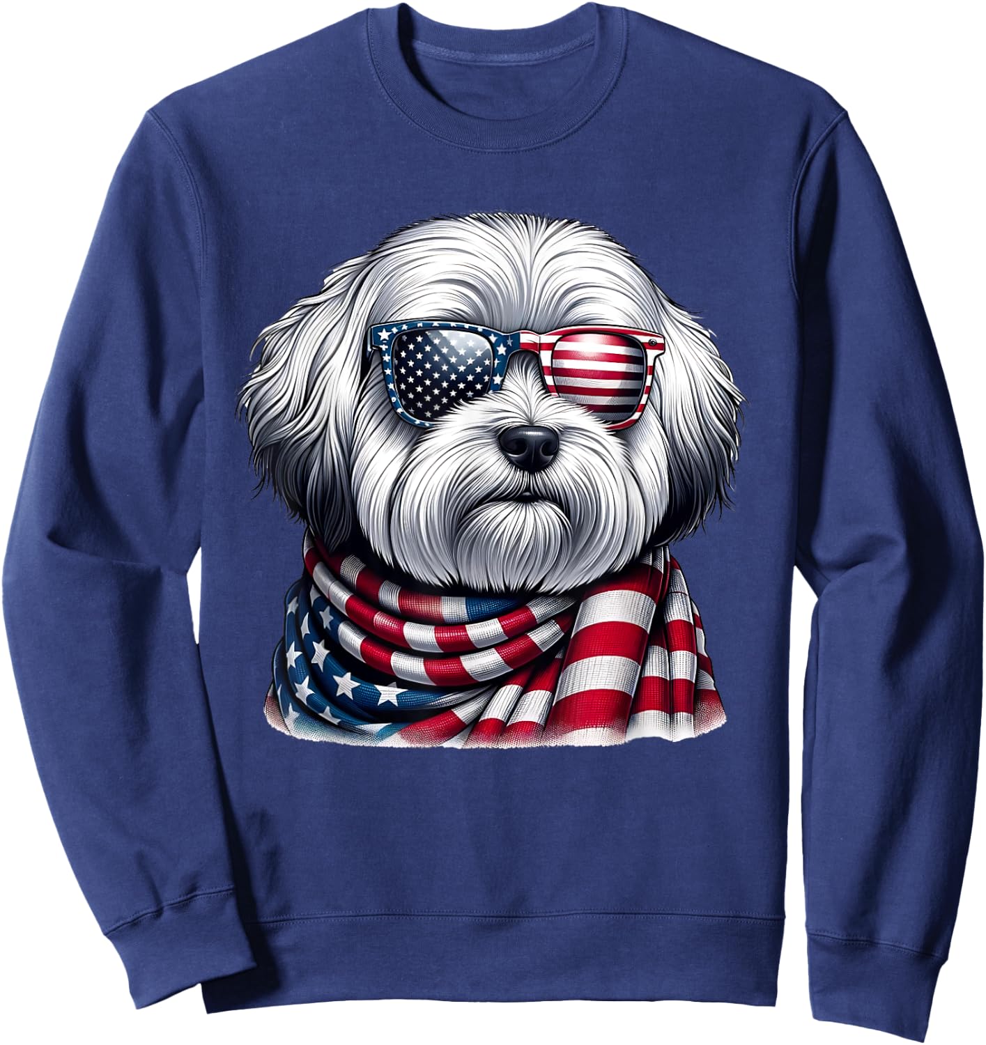 Coton de Tulear Lover US Flag 4th Of July Patriotic Sweatshirt - Sweatshirt | Navy