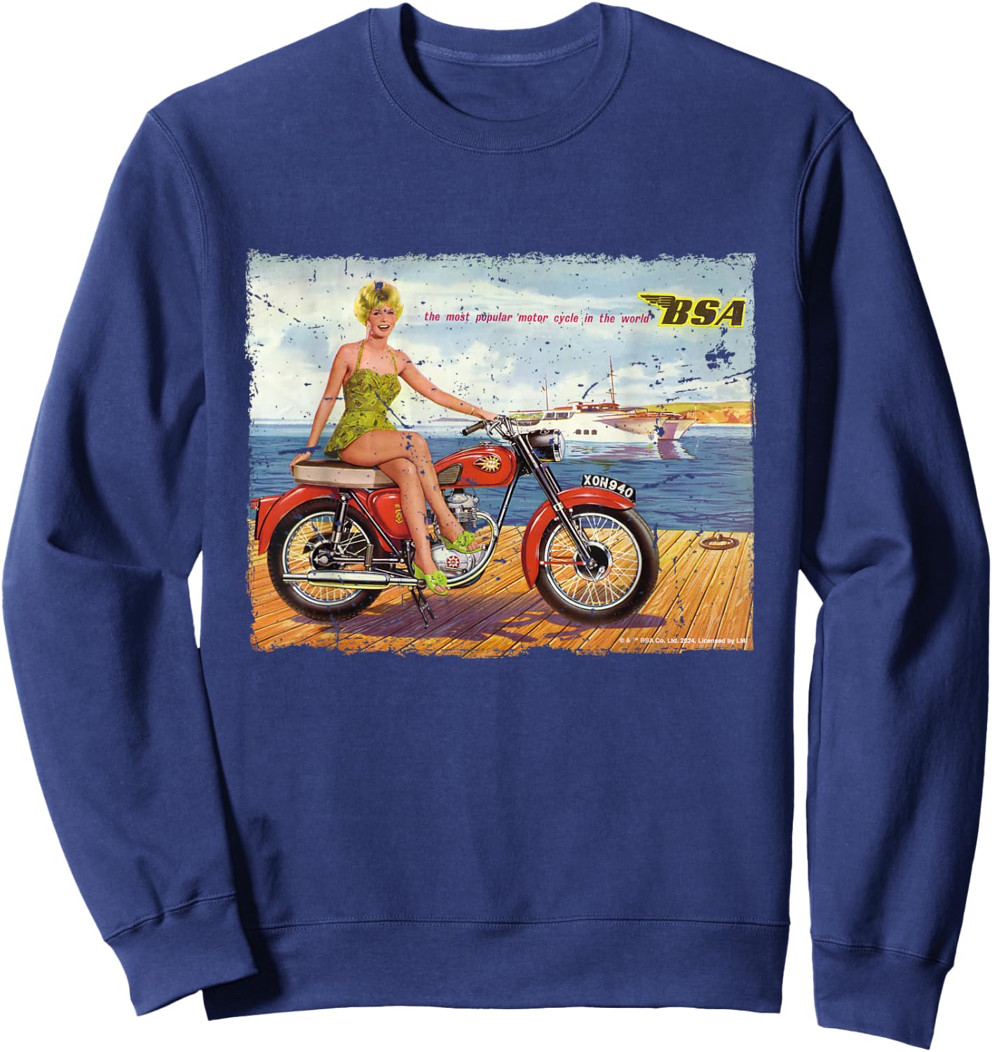 BSA C15 Star 1962 Motorcycle Dockside Ad Sweatshirt - Sweatshirt | Navy