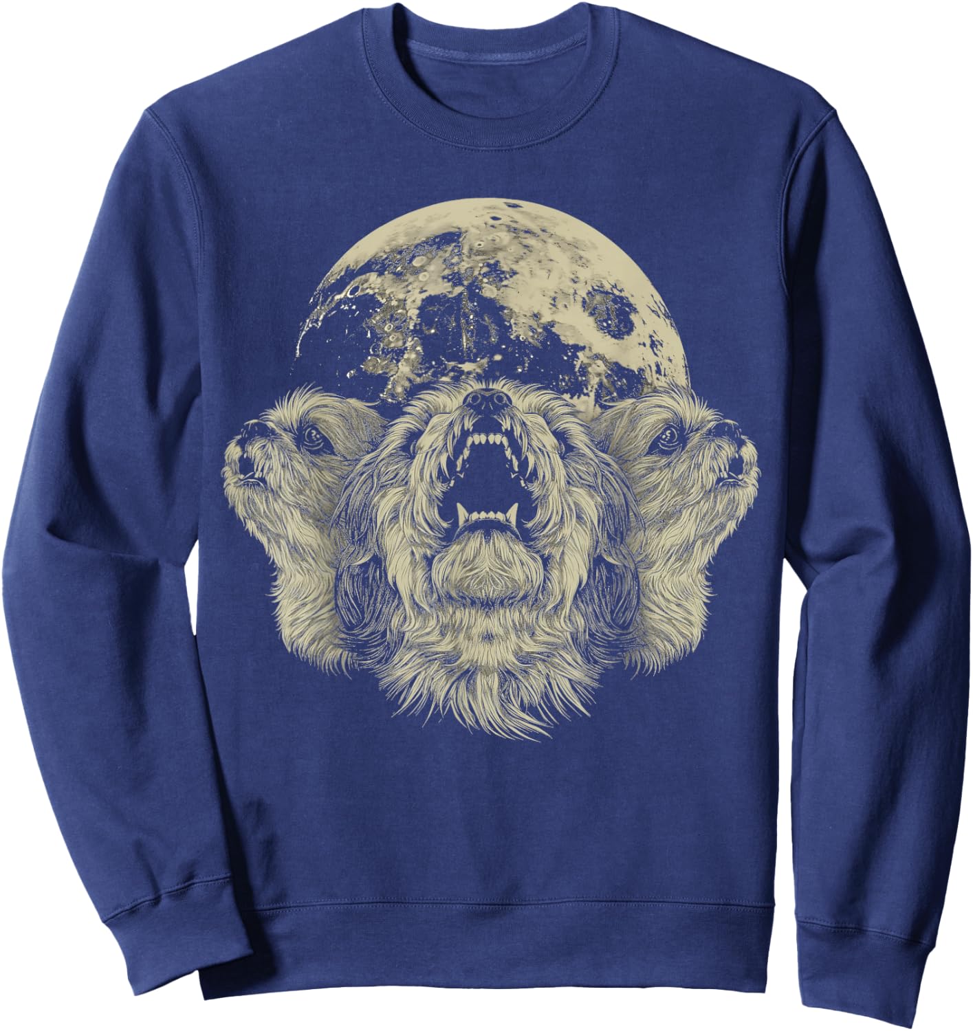 Shih Tzu Dog Howling Moon Sweatshirt - Sweatshirt | Navy
