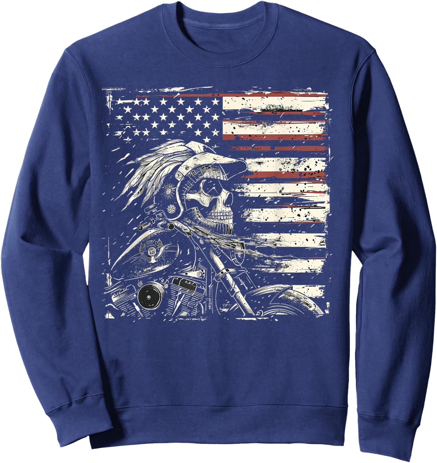 Native American Bikes Motorcycle Indian Bikers Old Classic Sweatshirt - Sweatshirt | Navy