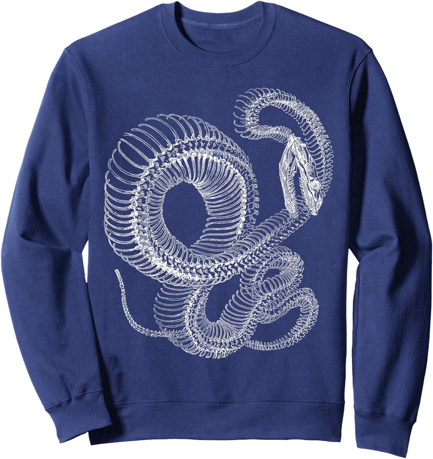 Snake Skeleton - Reptile Animal Boa Illustration Sweatshirt - Sweatshirt | Navy