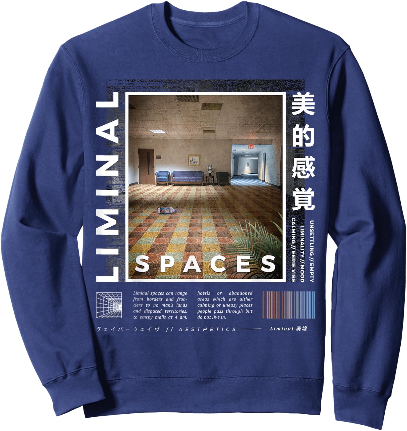 Liminal Spaces, Vaporwave, Retro Sweatshirt - Sweatshirt | Navy