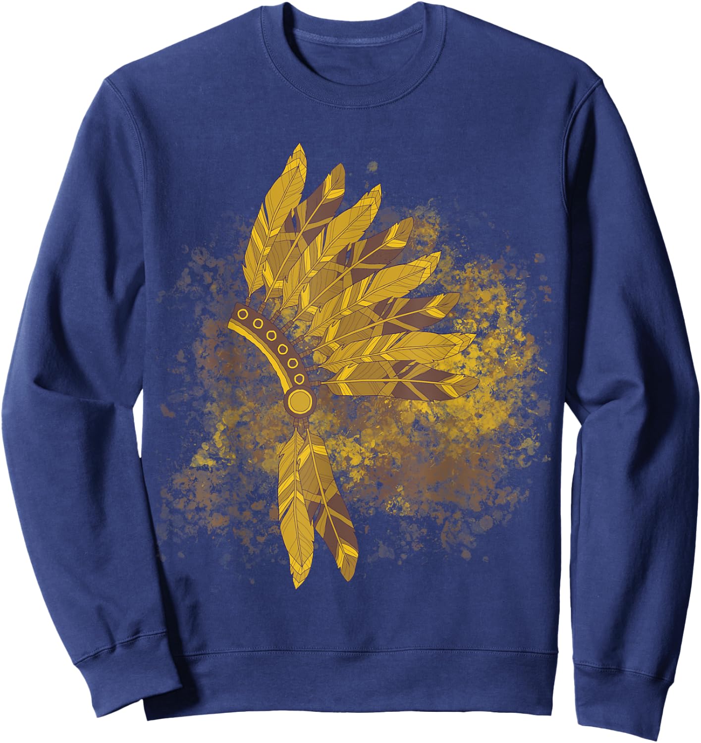 Native American Feather Headdress Indian Chief Tribes Pride Sweatshirt - Sweatshirt | Navy
