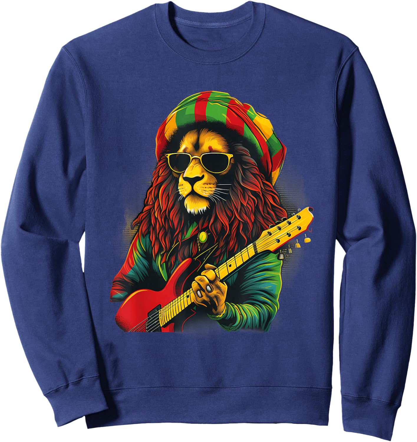 Rasta Reggae Lion Jamaica Rastafarian Roots Lion Of Judah Sweatshirt - Sweatshirt | Navy