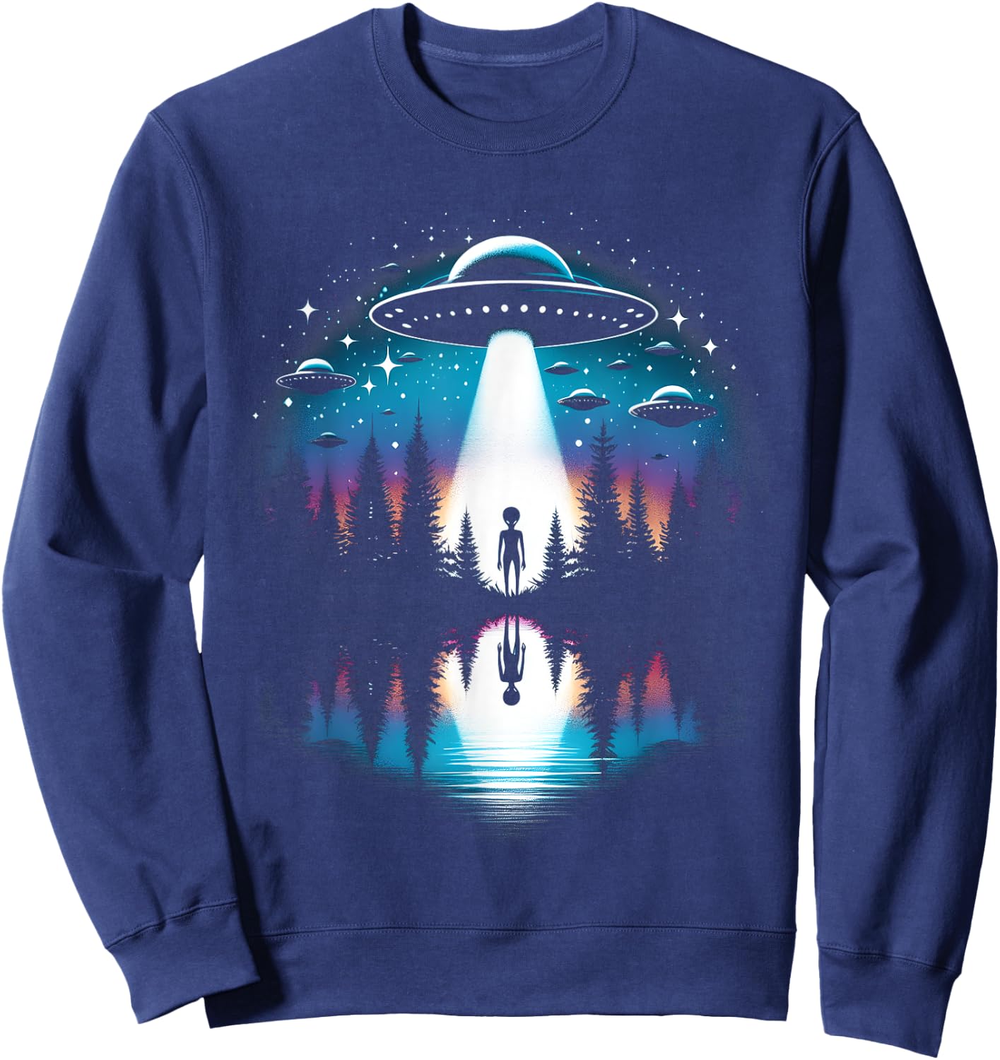 UFO Abduction Aliens Lover Extraterrestrial UFO Day Lover Sweatshirt - Sweatshirt | Navy