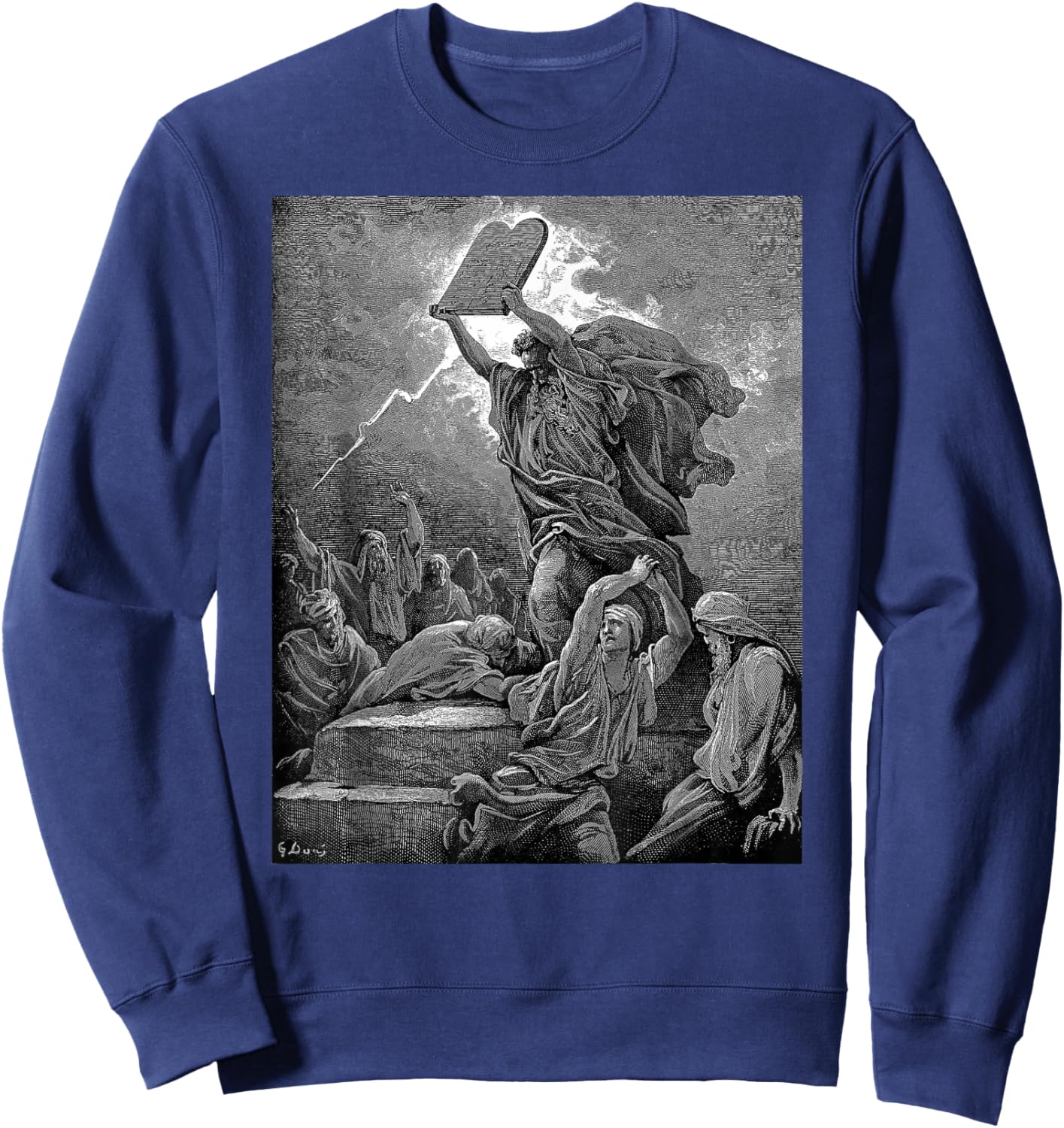 Gustave Dore Moses Breaks the Tablets of the Law Sweatshirt - Sweatshirt | Navy