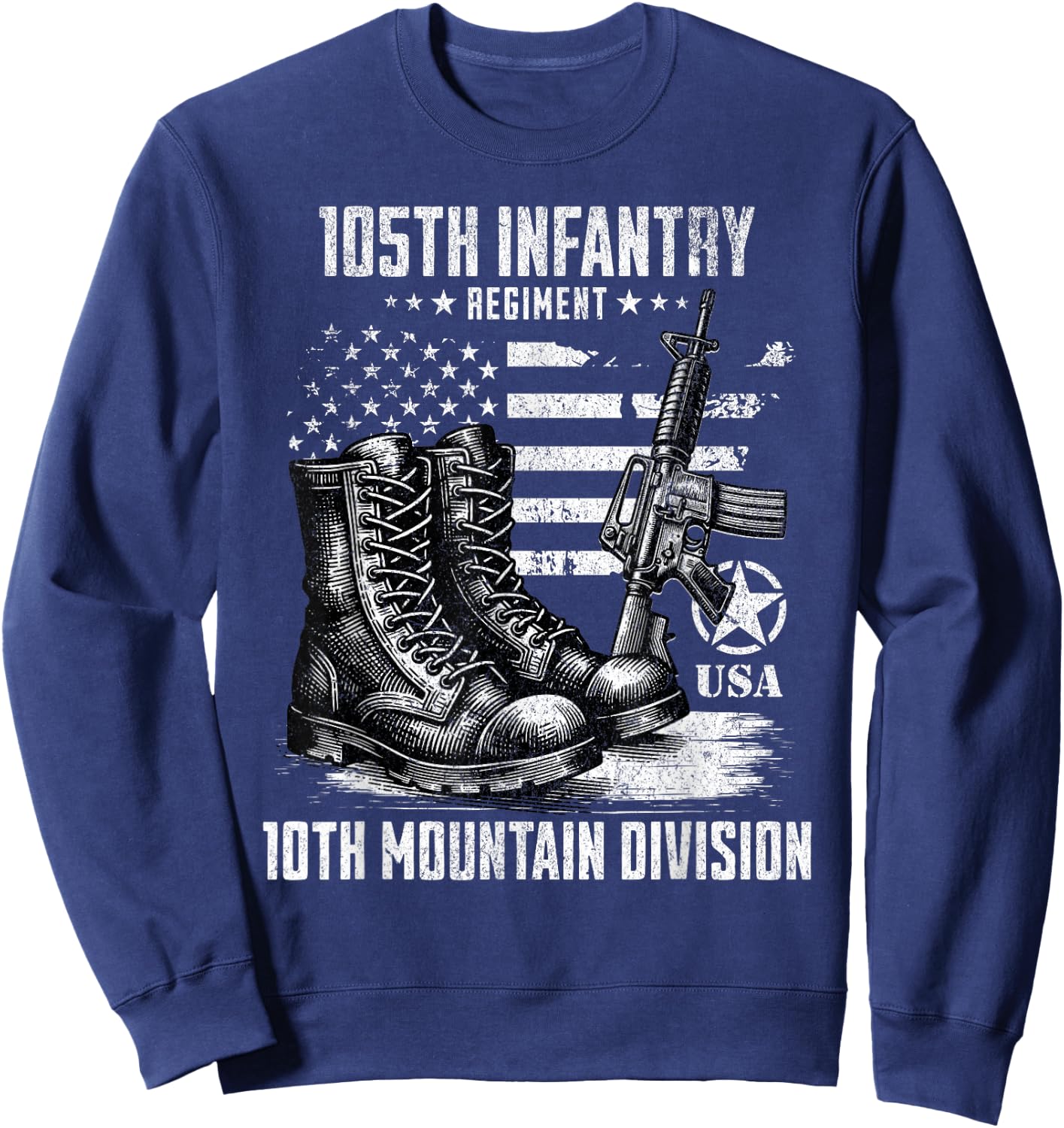105th Infantry Regiment 10th Mountain Division Veteran Sweatshirt - Sweatshirt | Navy