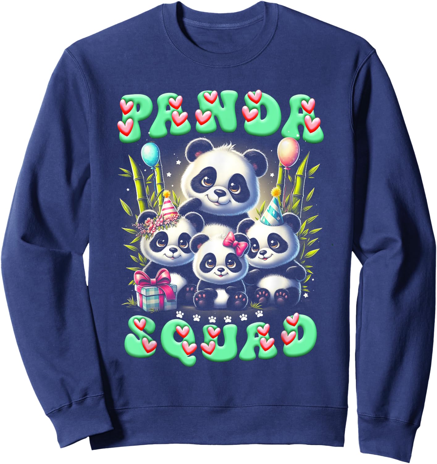 Panda Family Birthday Panda Squad Wildlife Animal Cute Sweatshirt - Sweatshirt | Navy