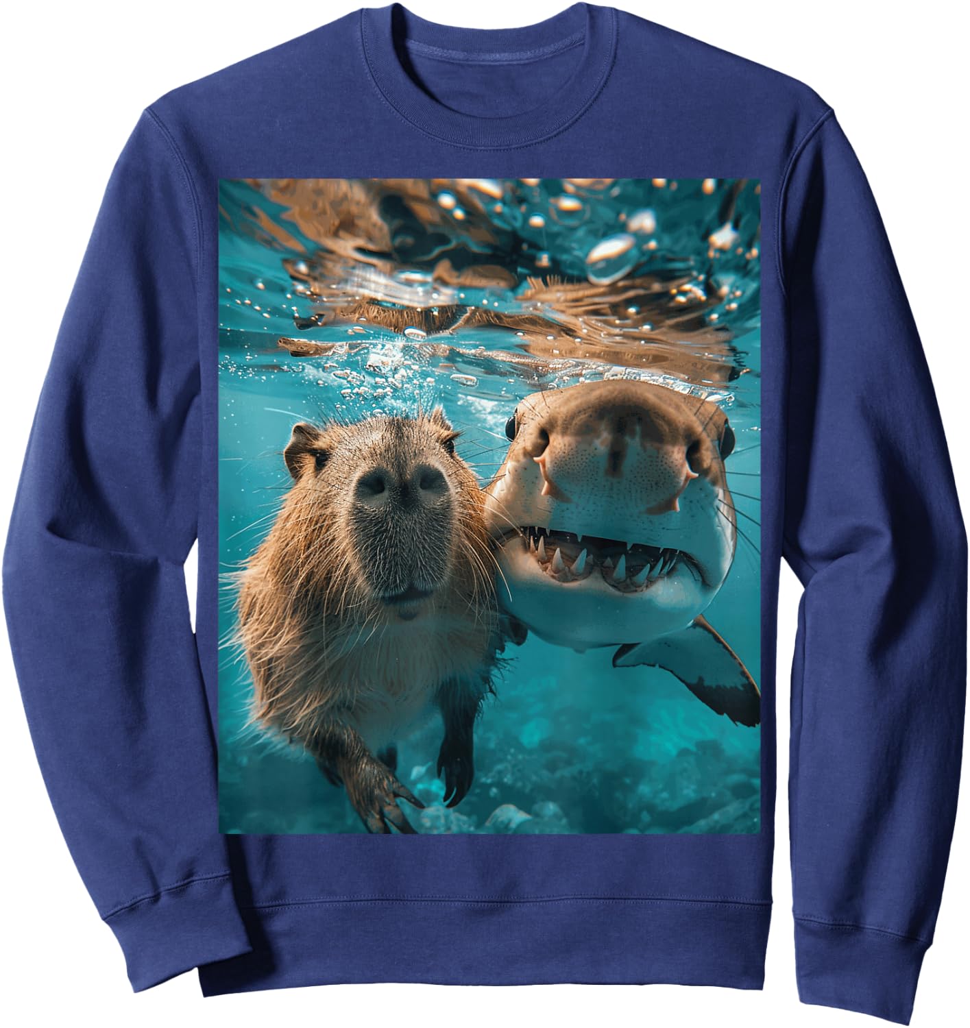 Funny Graphic Capybara Sweatshirt - Sweatshirt | Navy