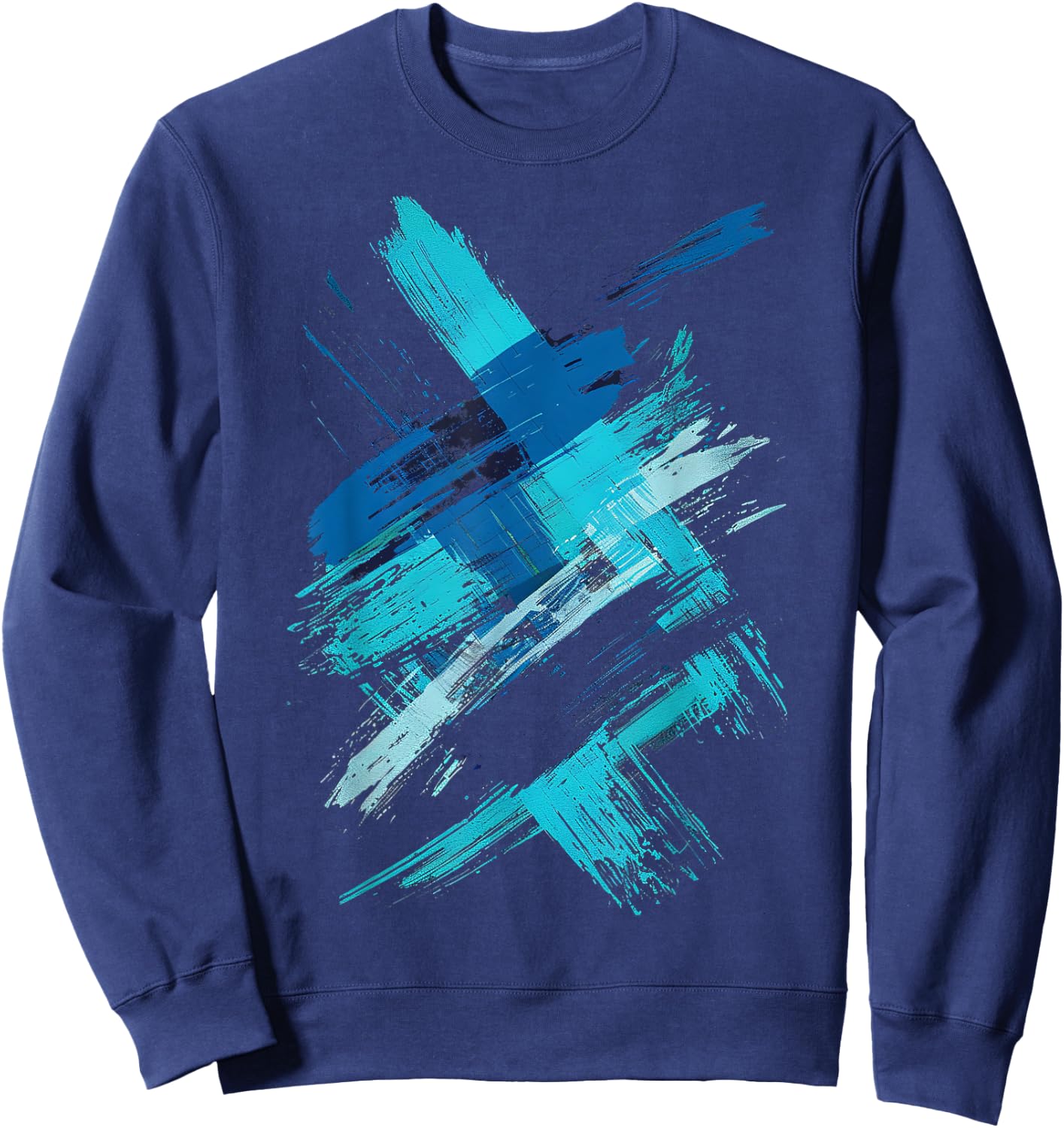 LumaThread Turquoise And Black Brushstroke Graphic , Small Sweatshirt - Sweatshirt | Navy