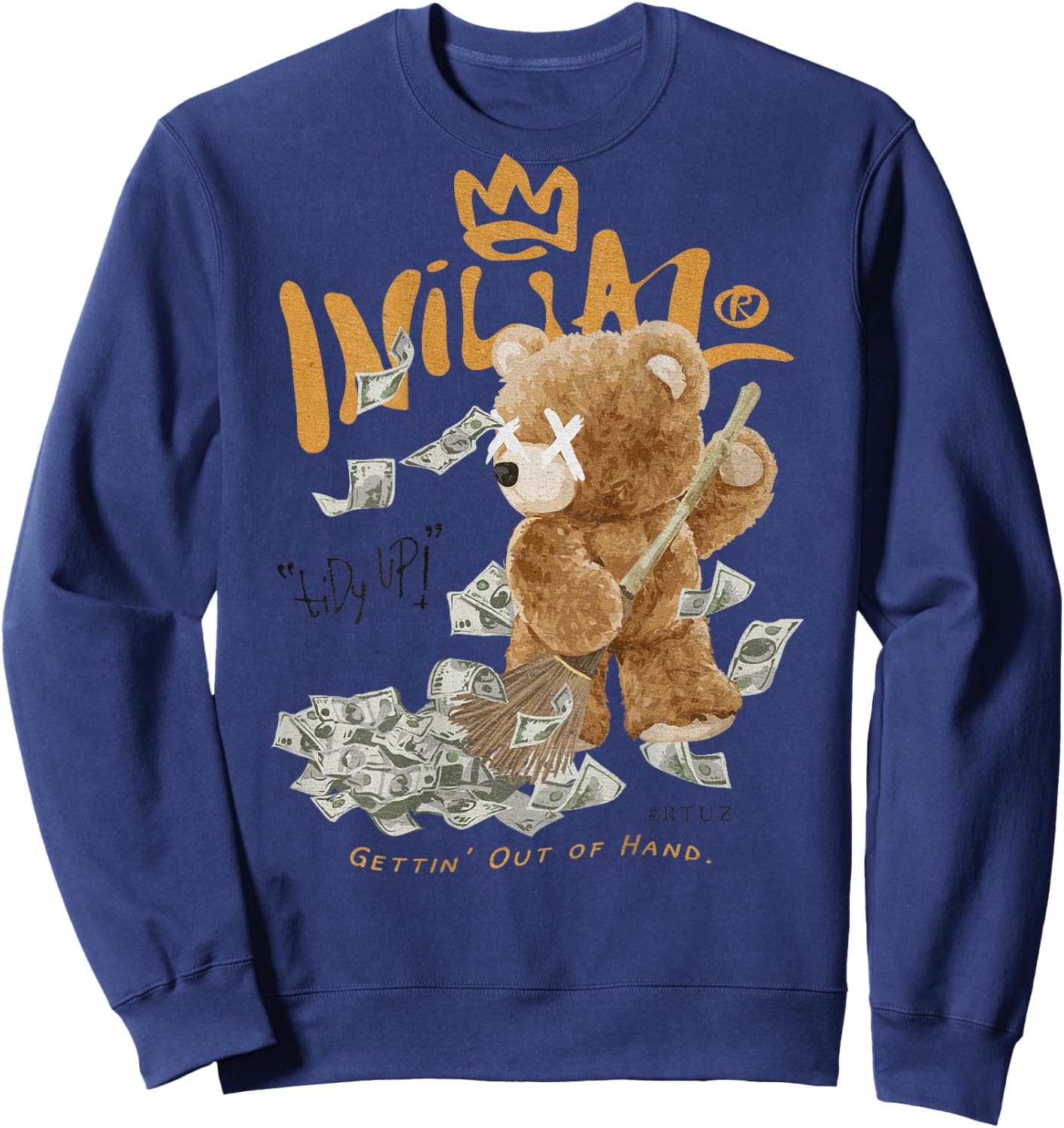 Back Print Aesthetic Streetwear Fashion Women Men Teddy Bear Sweatshirt - Sweatshirt | Navy