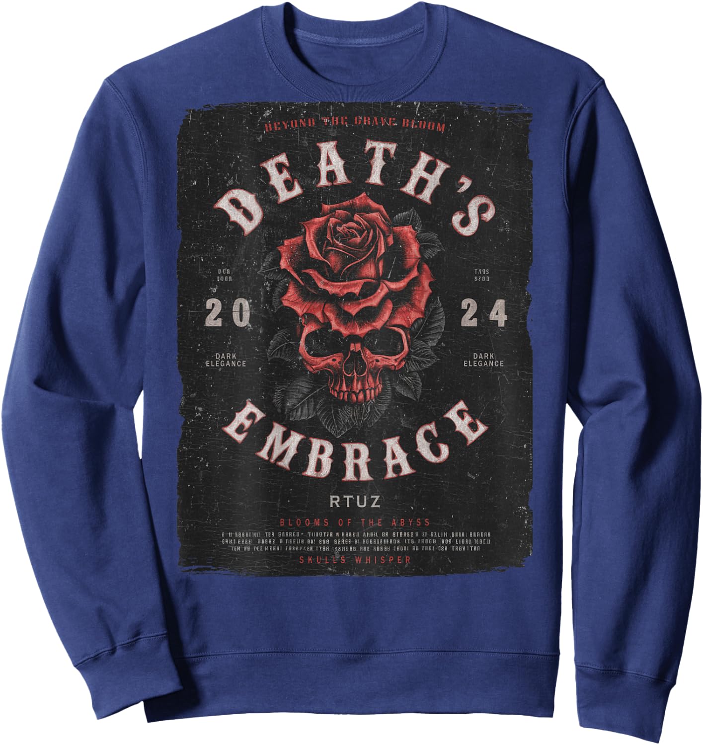 Urban Hip Hop Vintage Hipster Y2K Back Print Streetwear Rose Sweatshirt - Sweatshirt | Navy