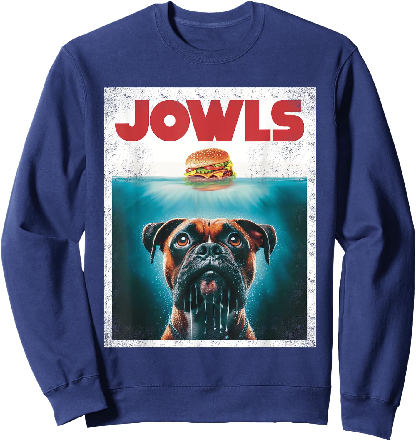 Funny Boxer Brown Brindle Jowls Burger, Wigglebutt Dog Mom Men Women Girls Kids Sweatshirt - Sweatshirt | Navy