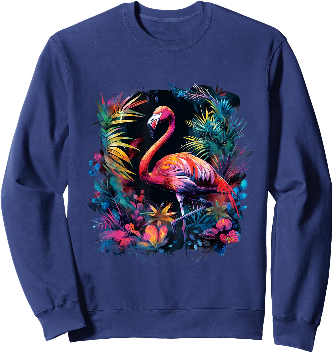 Flamingo Colourful Artwork Nature Flamingo Lover Wildlife Sweatshirt - Sweatshirt | Navy