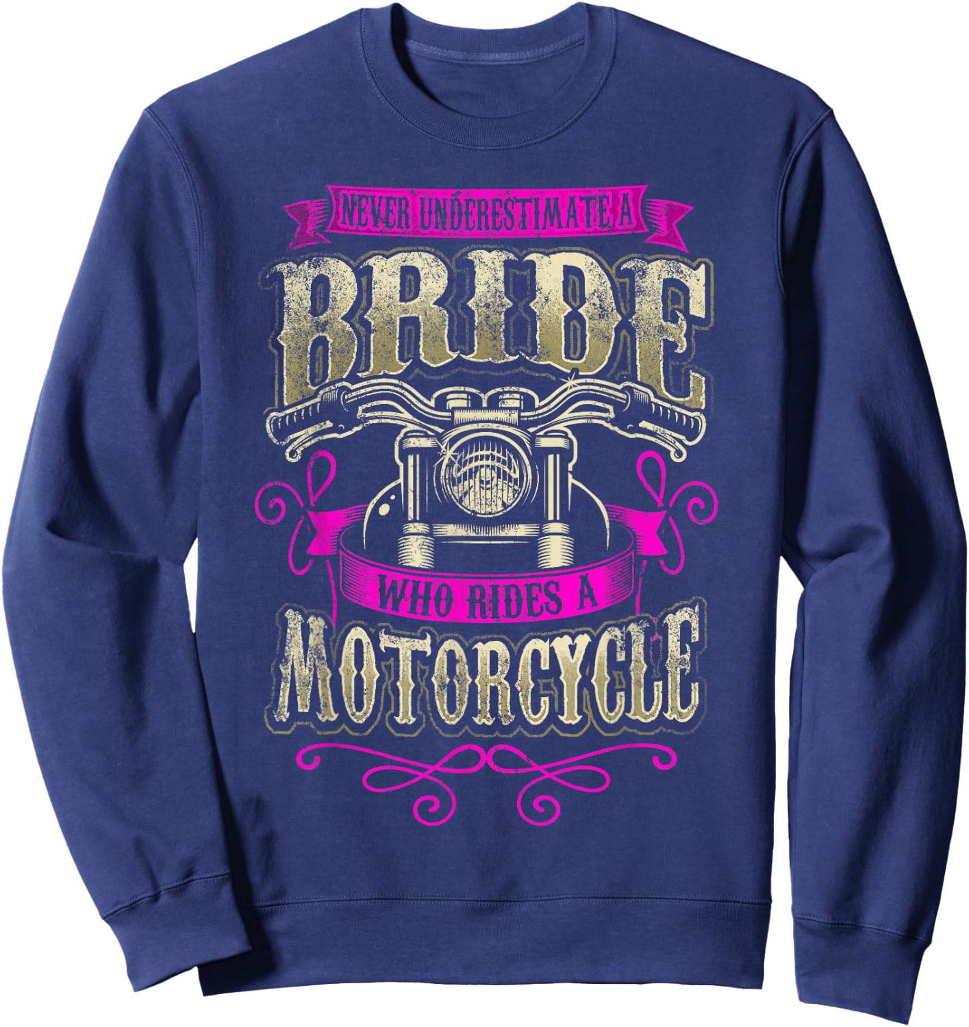 Bride Motorcycle Gift Women Biker Wedding Bachelorette Bride Sweatshirt - Sweatshirt | Navy