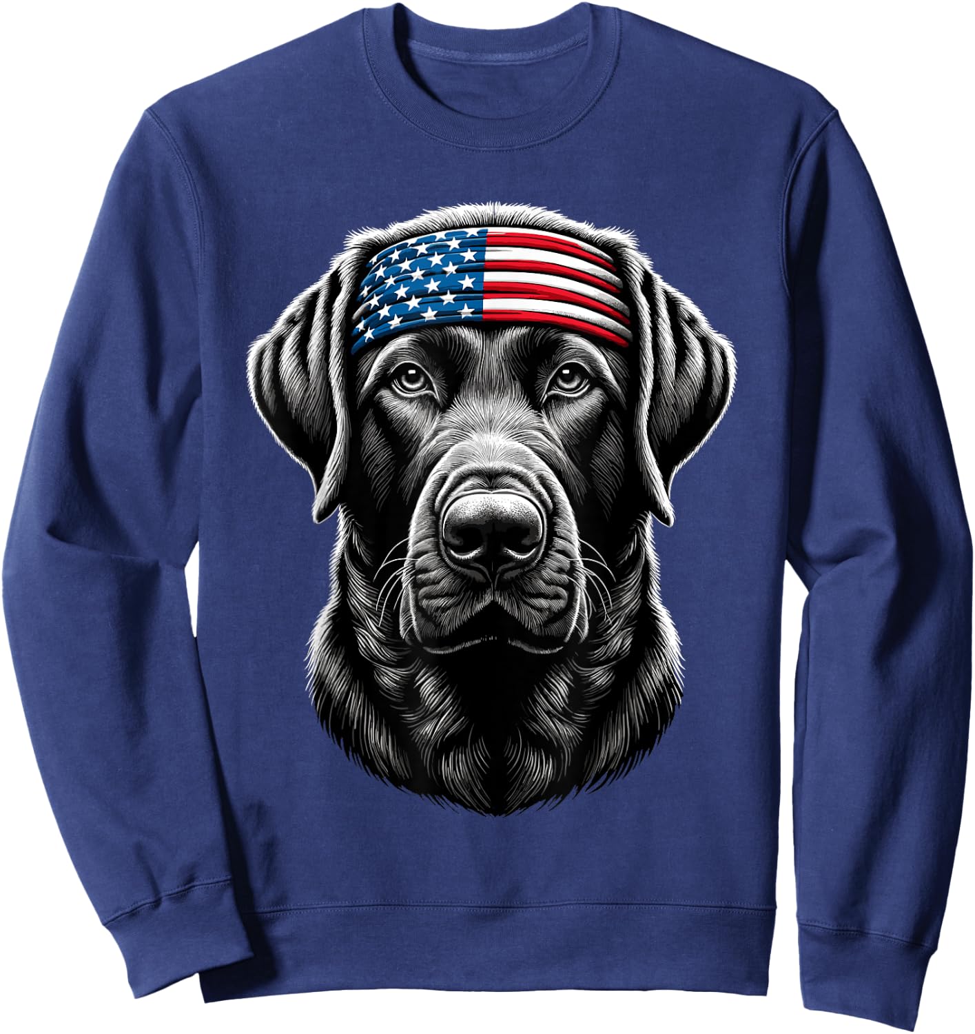 Black Labrador Patriotic Lab 4th Of July USA American Flag Men Sweatshirt - Sweatshirt | Navy