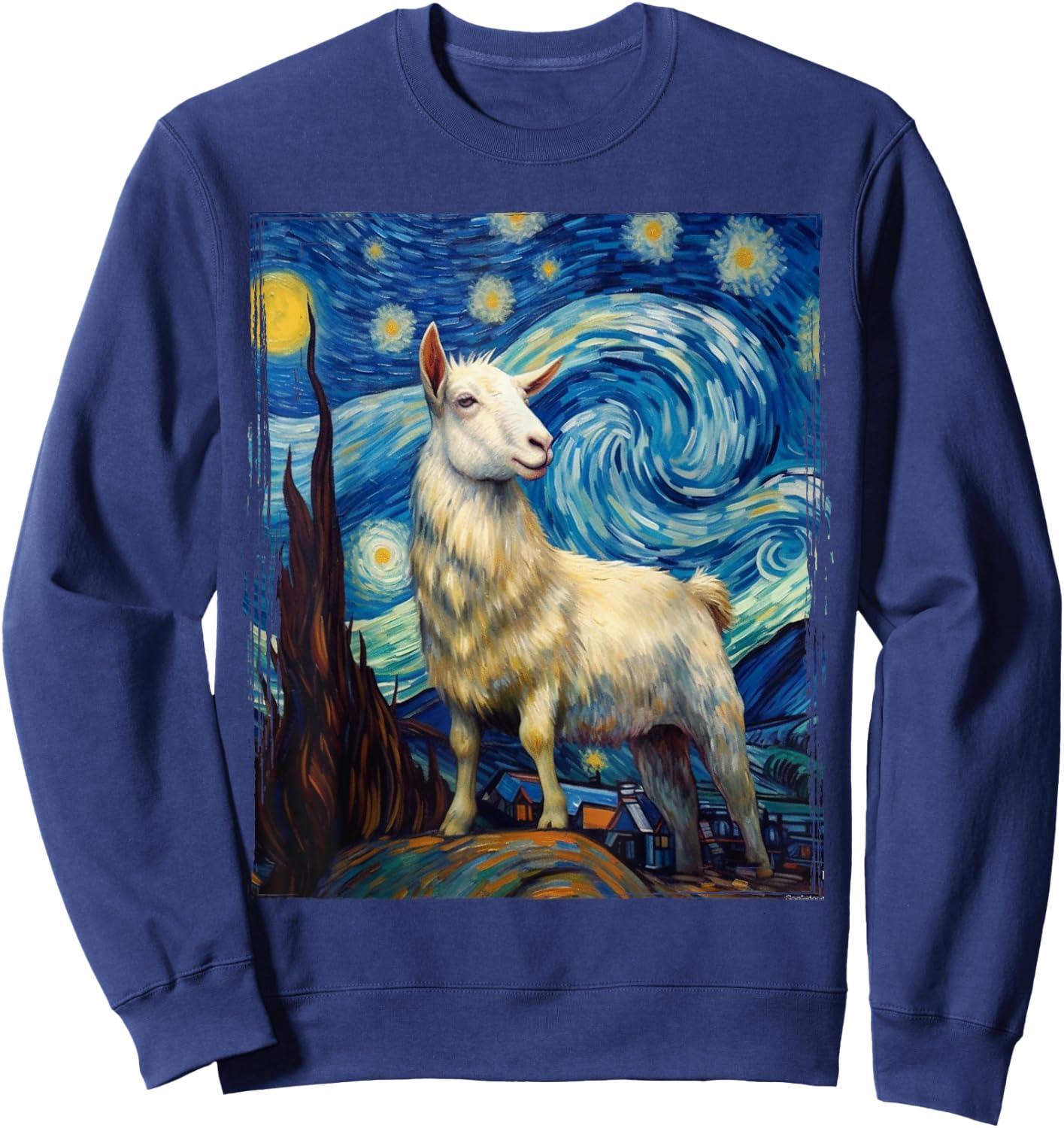 Mountain Goat art Van Gogh Mountain Goat Sweatshirt - Sweatshirt | Navy