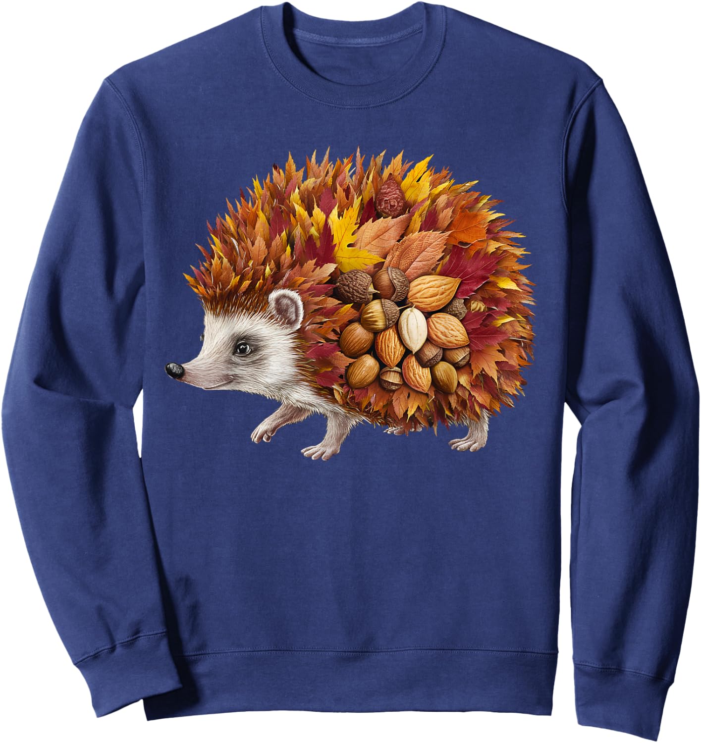 Hedgehog Fall Autumn Season Leaves Animal Nature Lover Sweatshirt - Sweatshirt | Navy