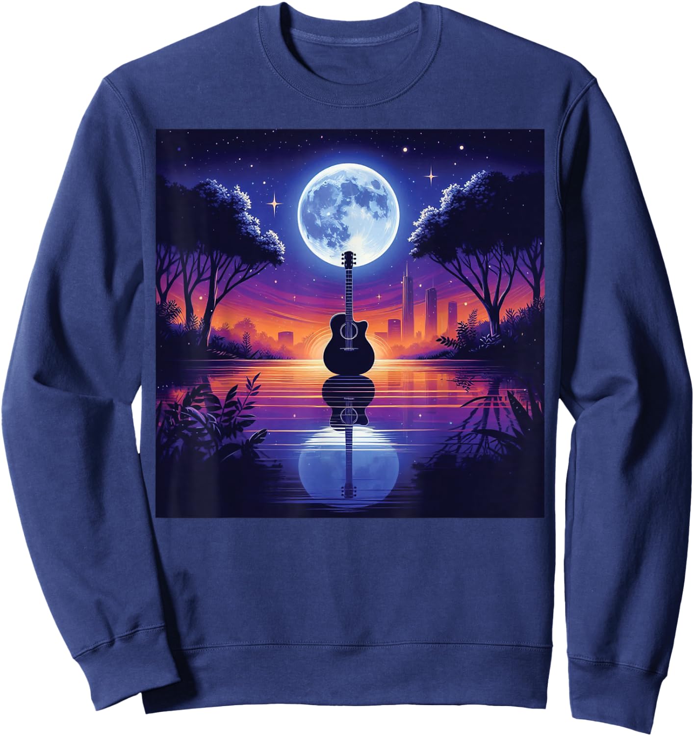 Guitar Lake Shadow Love Guitar Musician Sweatshirt - Sweatshirt | Navy