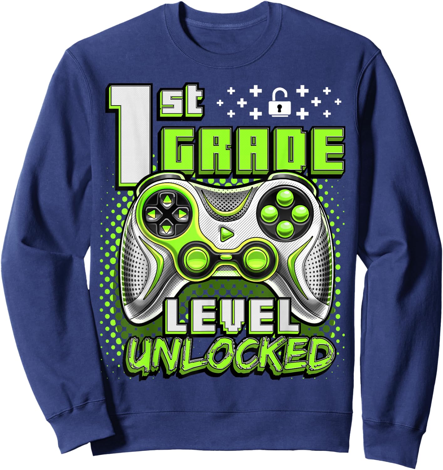 Back to School 1st Grade Boys Gamer First Day School Level Sweatshirt - Sweatshirt | Navy