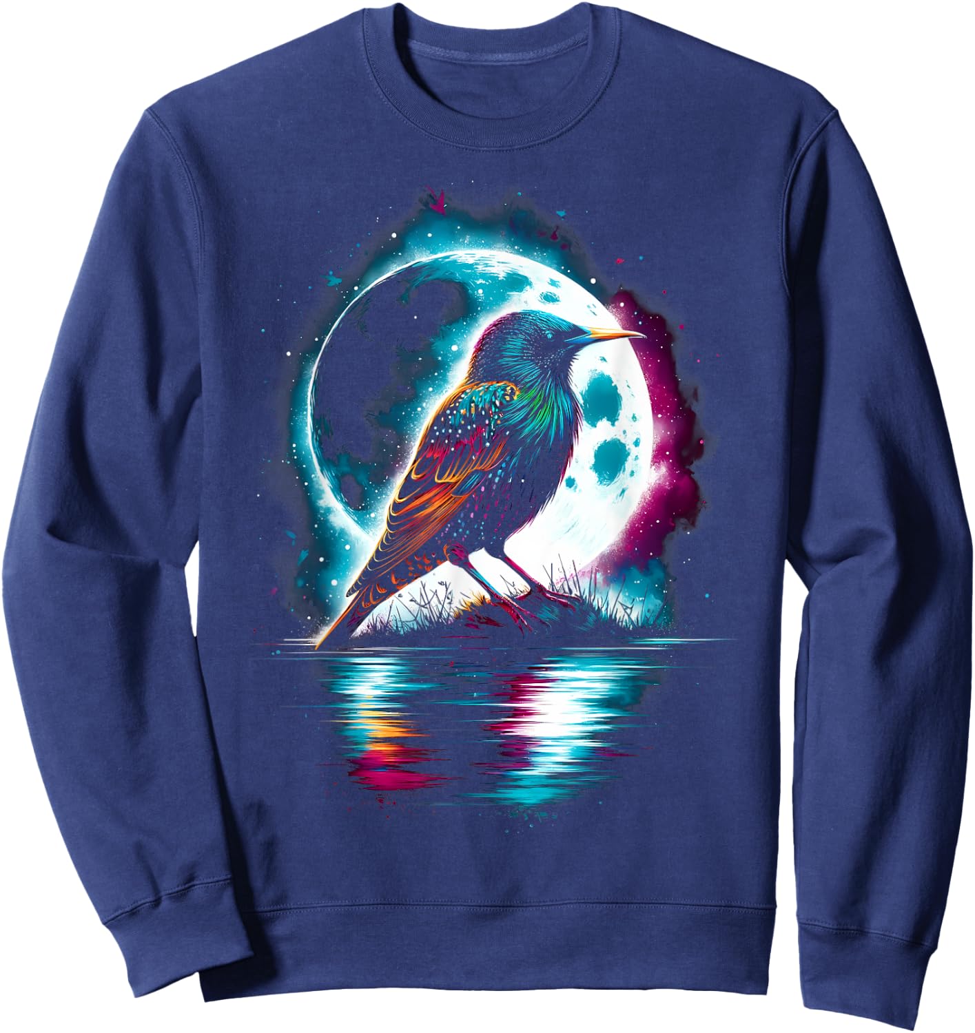 Colorful Starling Bird Spirit Animal Cool Illustration Sweatshirt - Sweatshirt | Navy