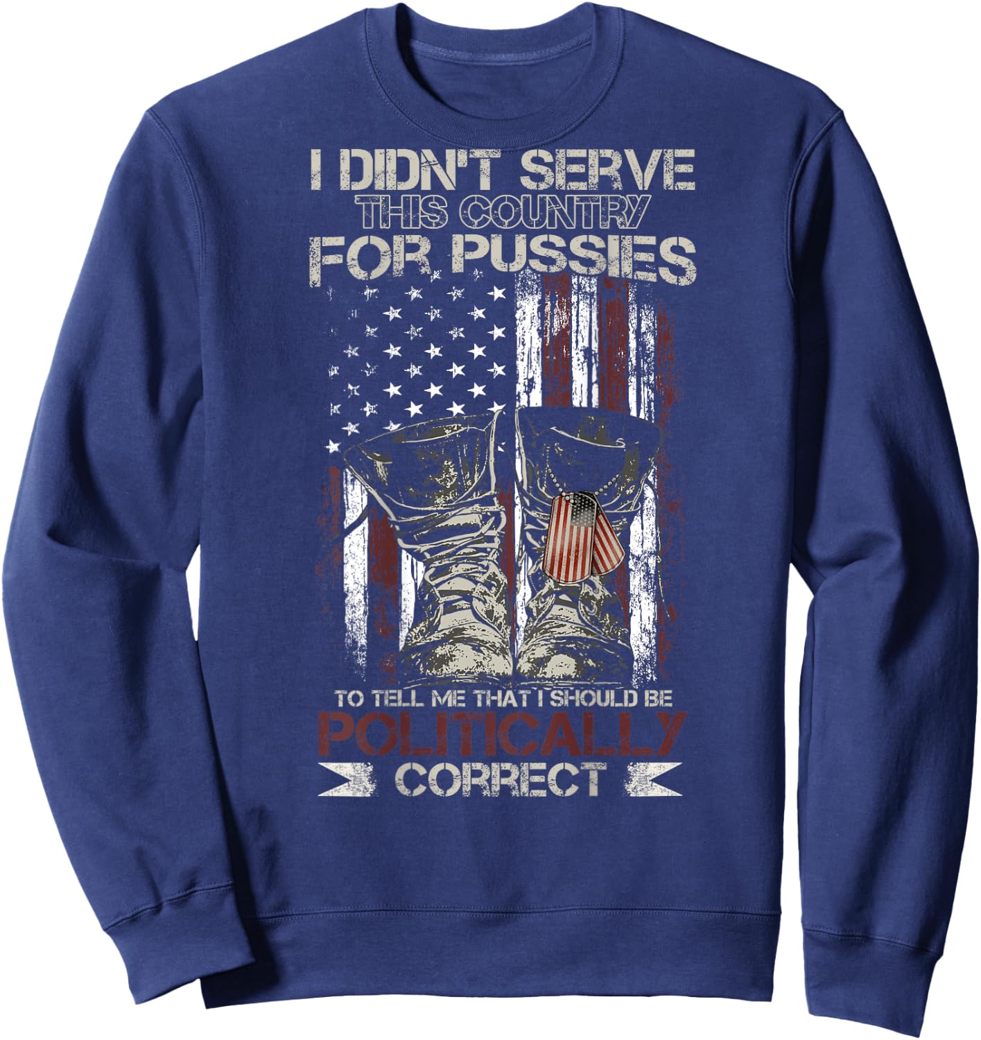 I Didn't Serve This Country For Pussies USA Flag on back Sweatshirt - Sweatshirt | Navy