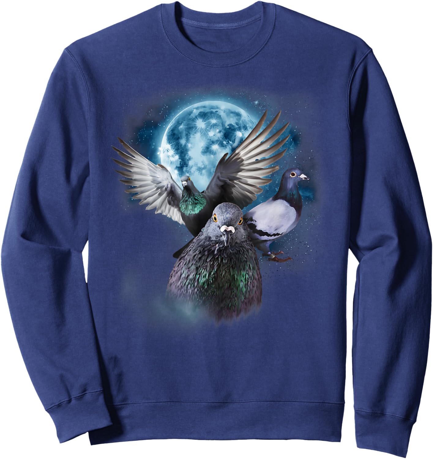 Funny Pigeon Shirt - Funny Pigeons Howling at the Moon Sweatshirt - Sweatshirt | Navy