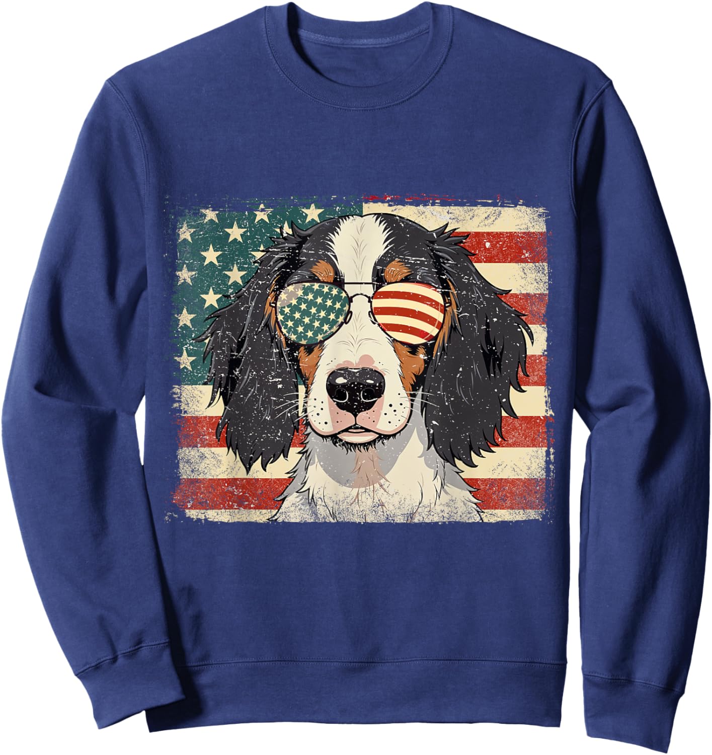 Patriotic English Setter Dog Lover USA Flag 4th Of July Men Women Kids Sweatshirt - Sweatshirt | Navy