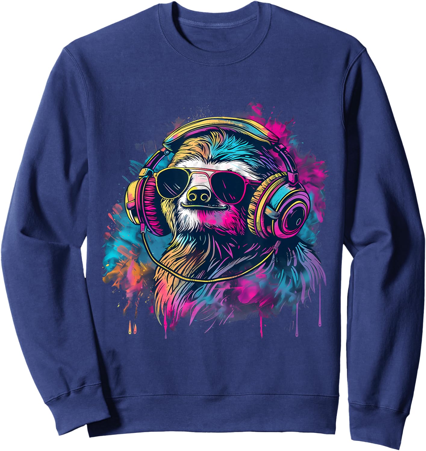 Sloth Music DJ Music Headphones Beatmaker House Music EDM Sweatshirt - Sweatshirt | Navy