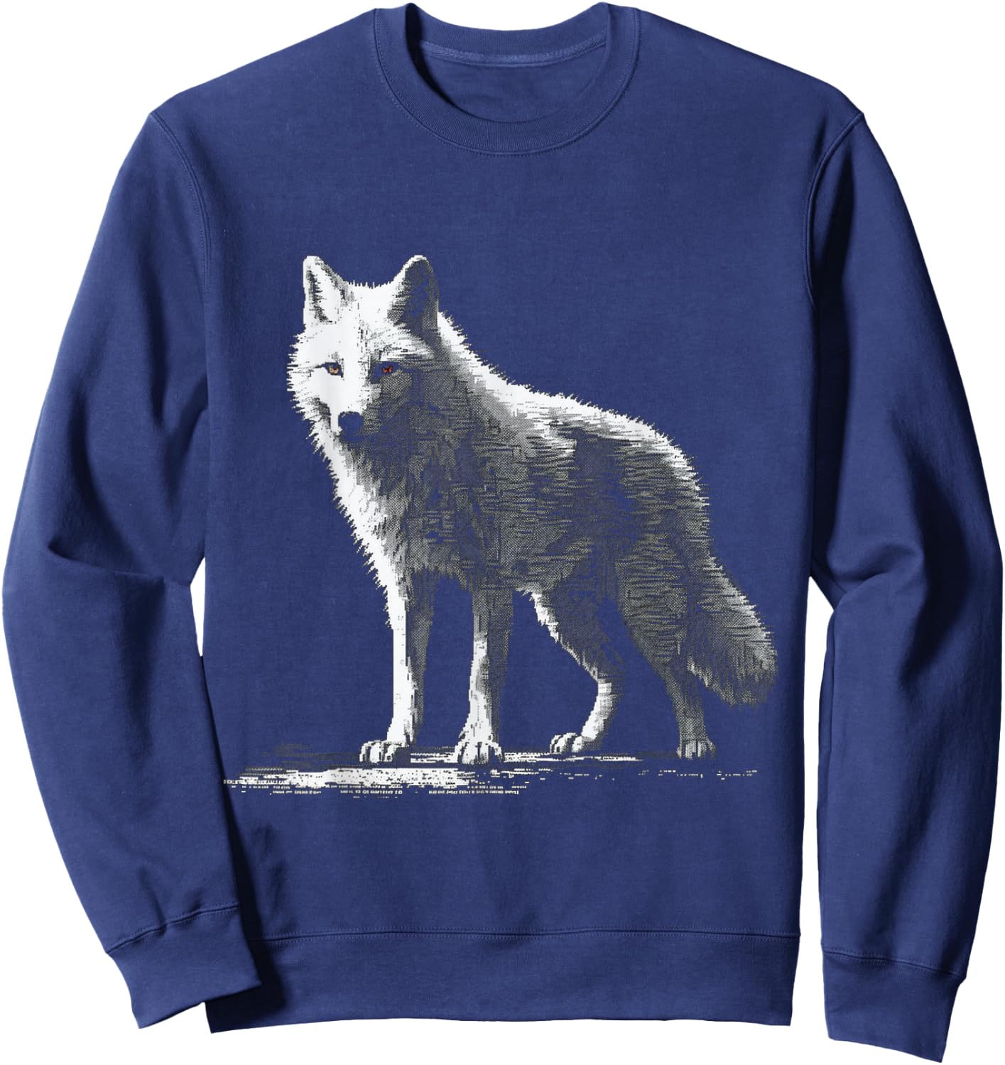 White wolf in pixels - animal art motif wolf Sweatshirt - Sweatshirt | Navy